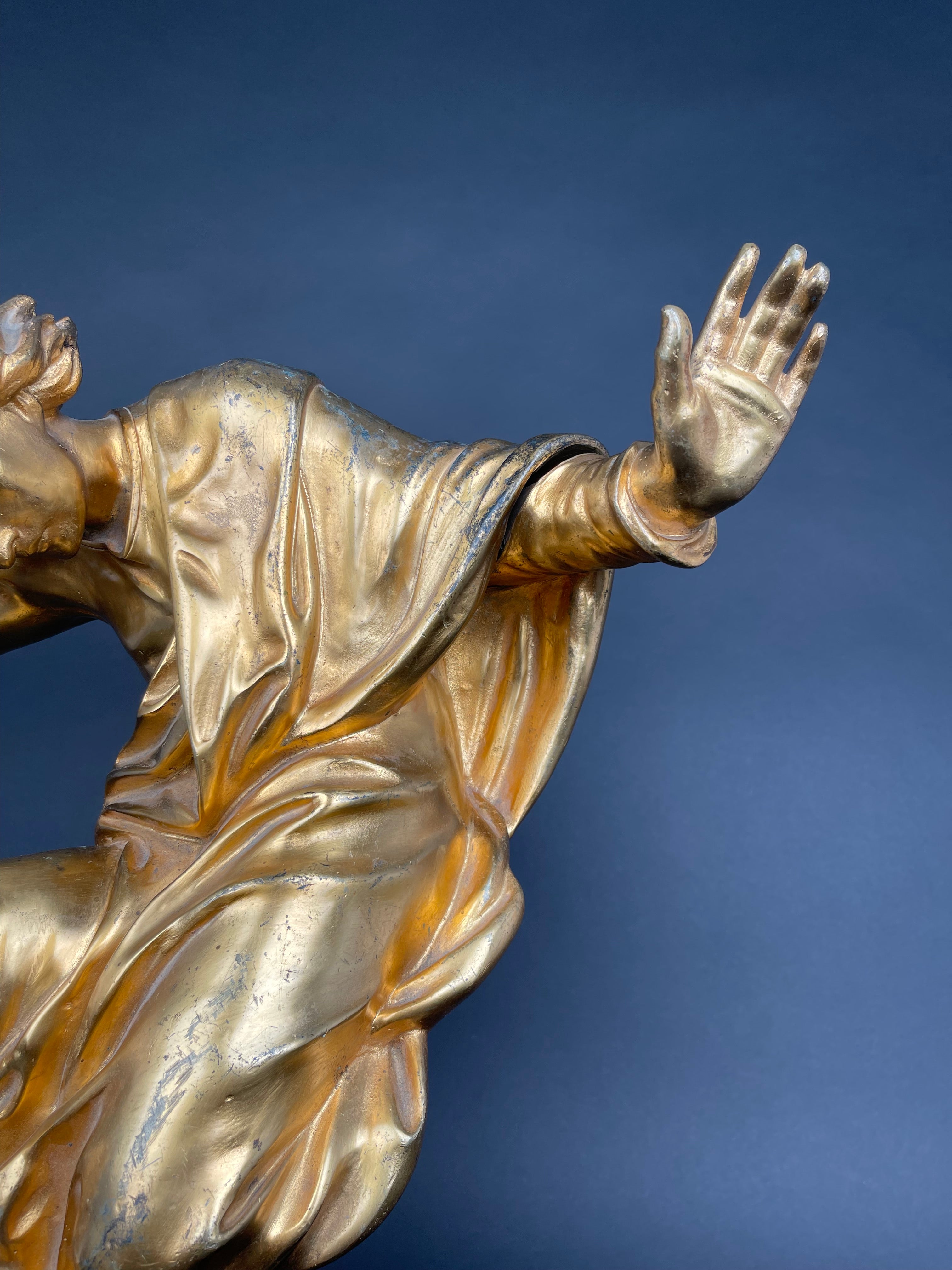 A Large Size Gilt Bronze Figure Of A Man, 17th Century, Italy