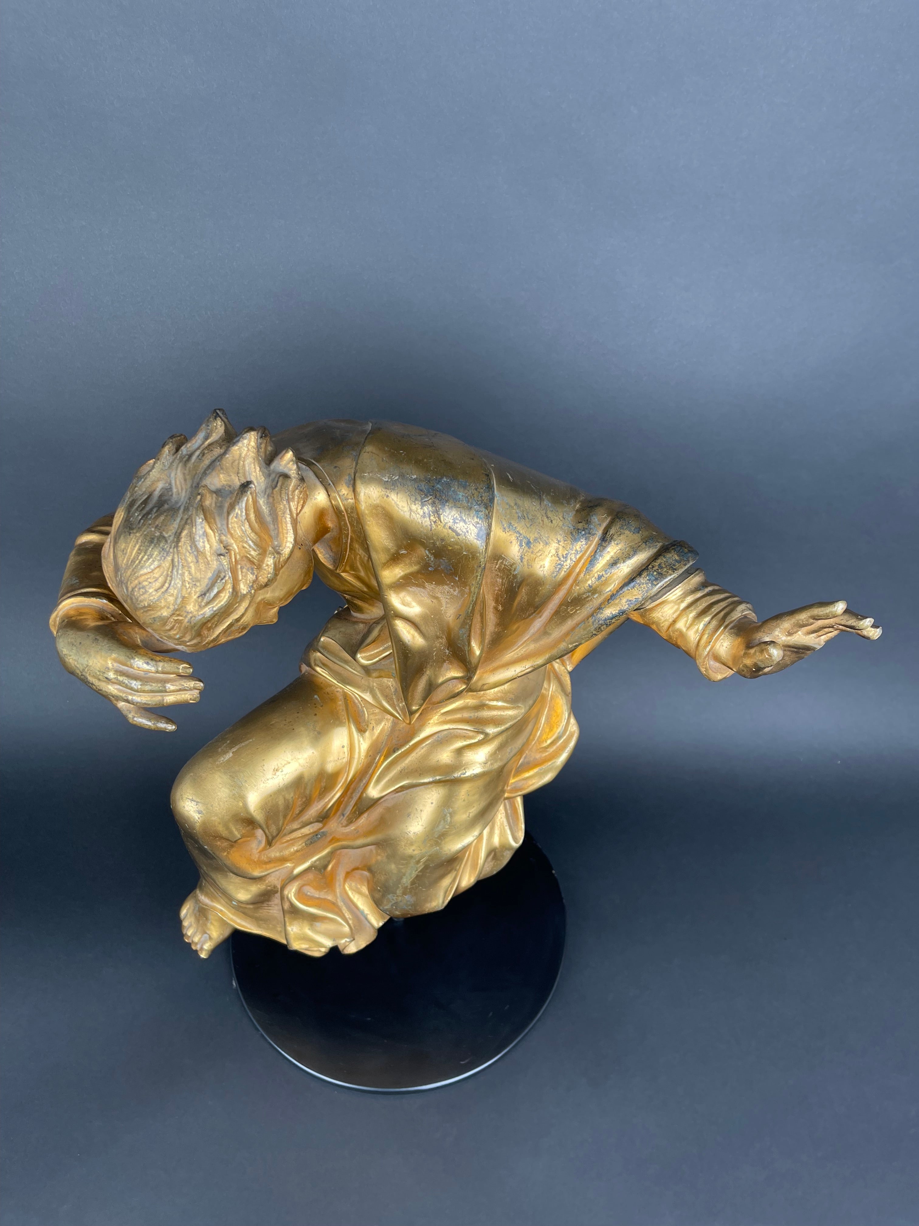 A Large Size Gilt Bronze Figure Of A Man, 17th Century, Italy