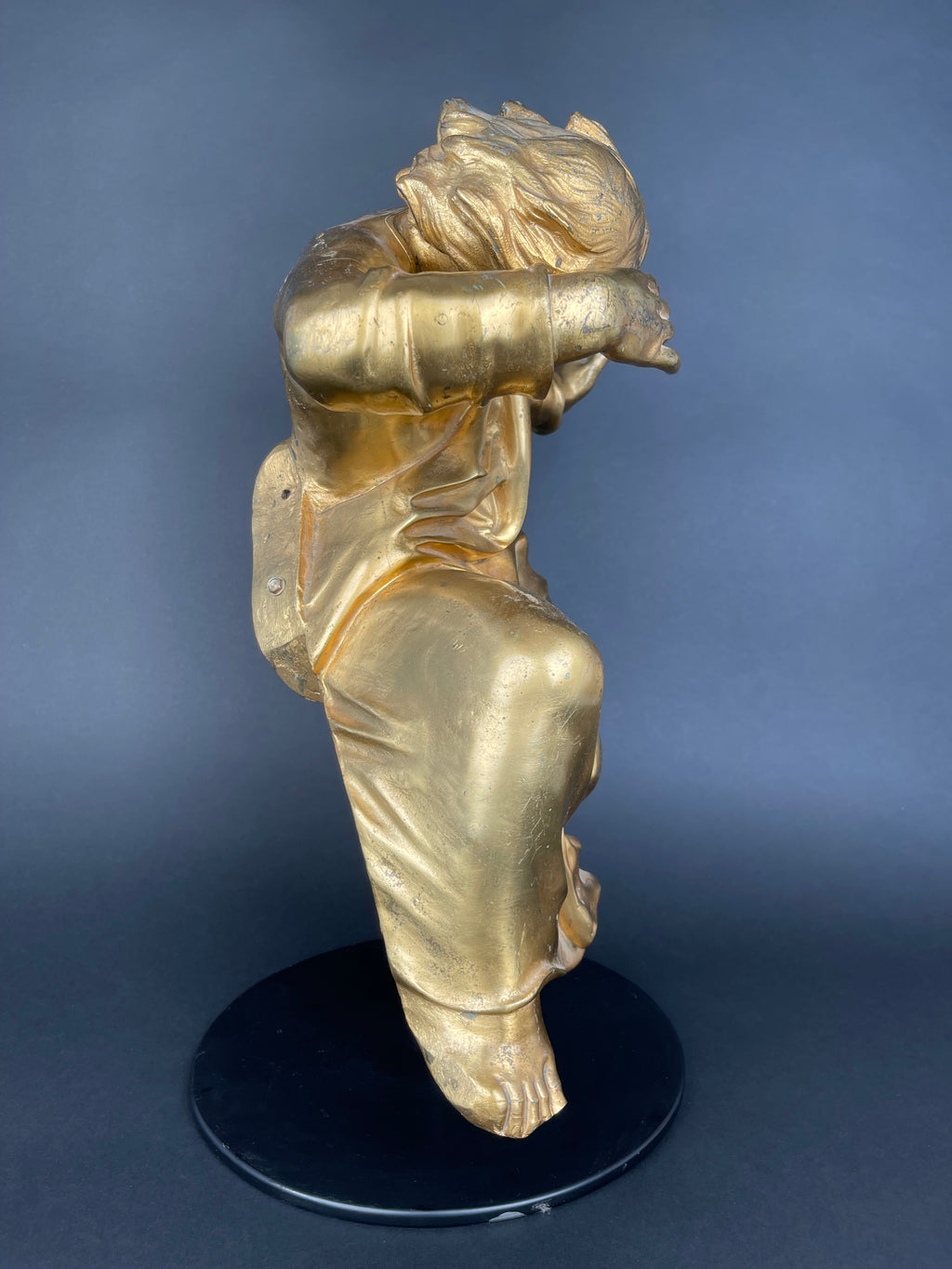 A Large Size Gilt Bronze Figure Of A Man, 17th Century, Italy