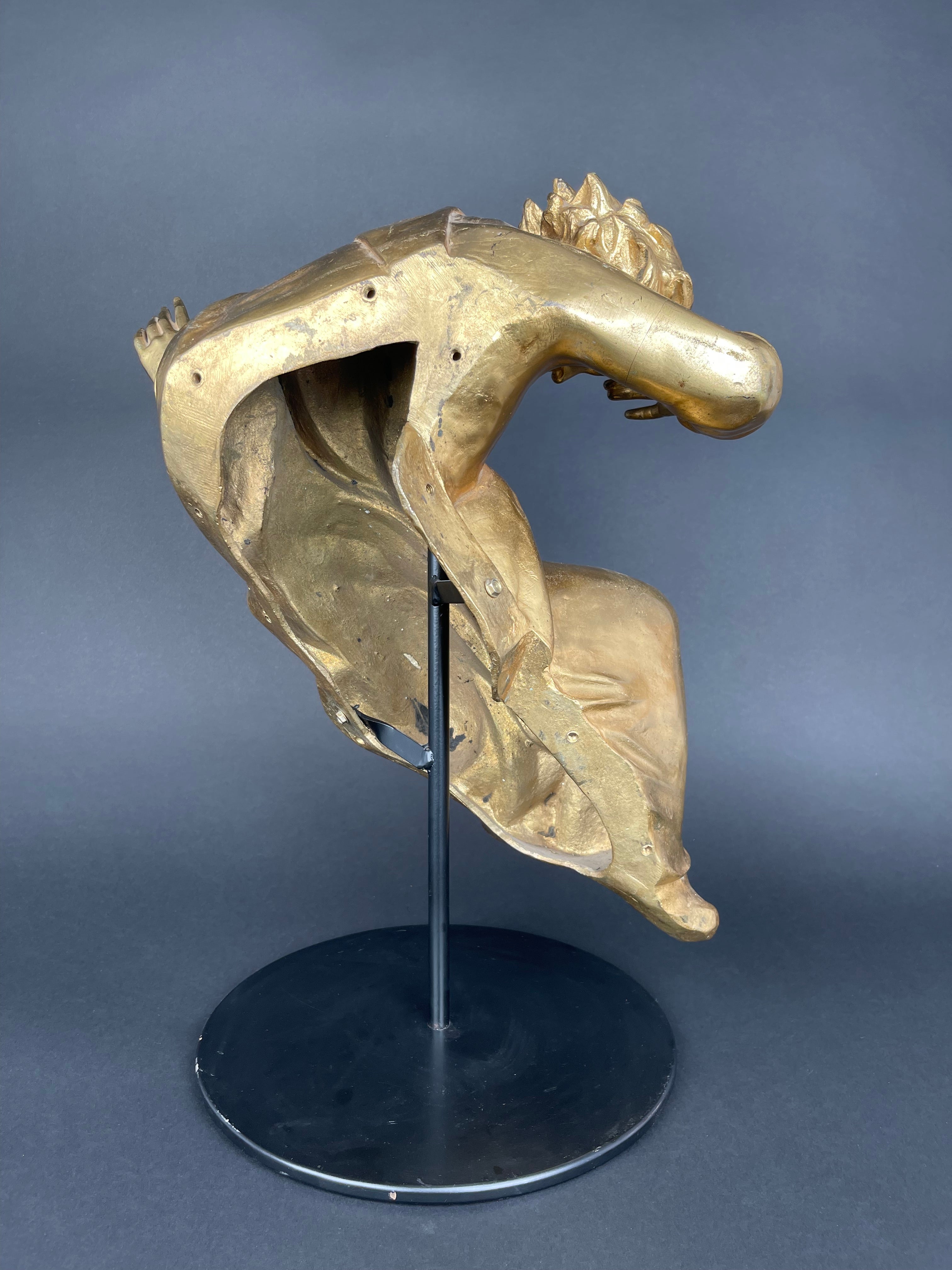 A Large Size Gilt Bronze Figure Of A Man, 17th Century, Italy