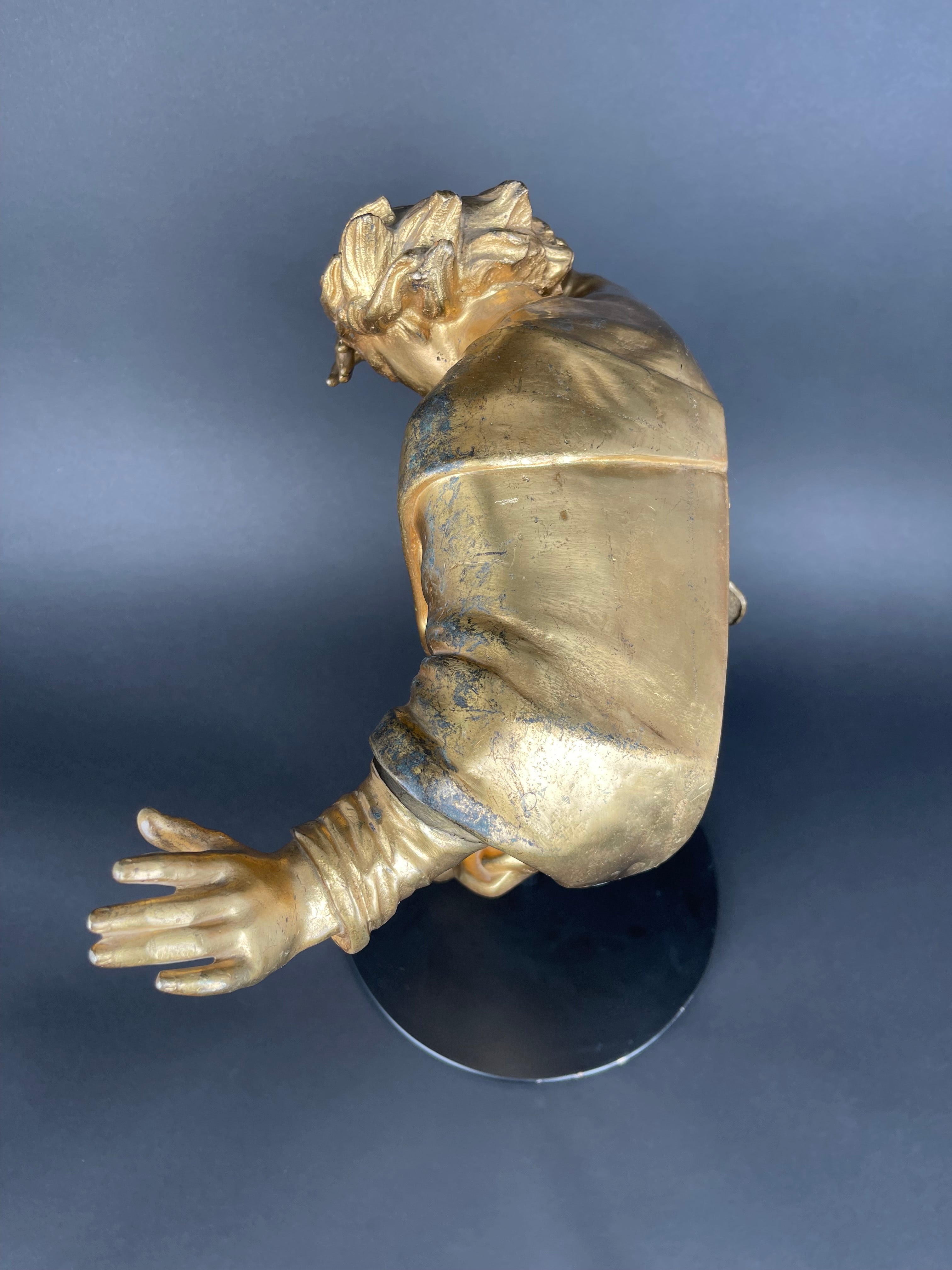 A Large Size Gilt Bronze Figure Of A Man, 17th Century, Italy