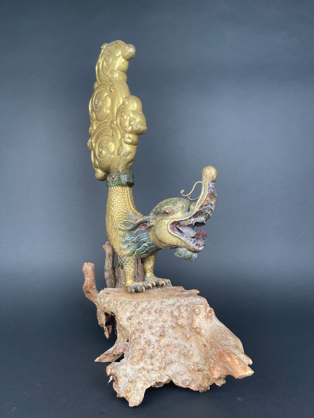 A Large Gilt Bronze Makara Finials, Tibet, Late 17th Early 18th Century