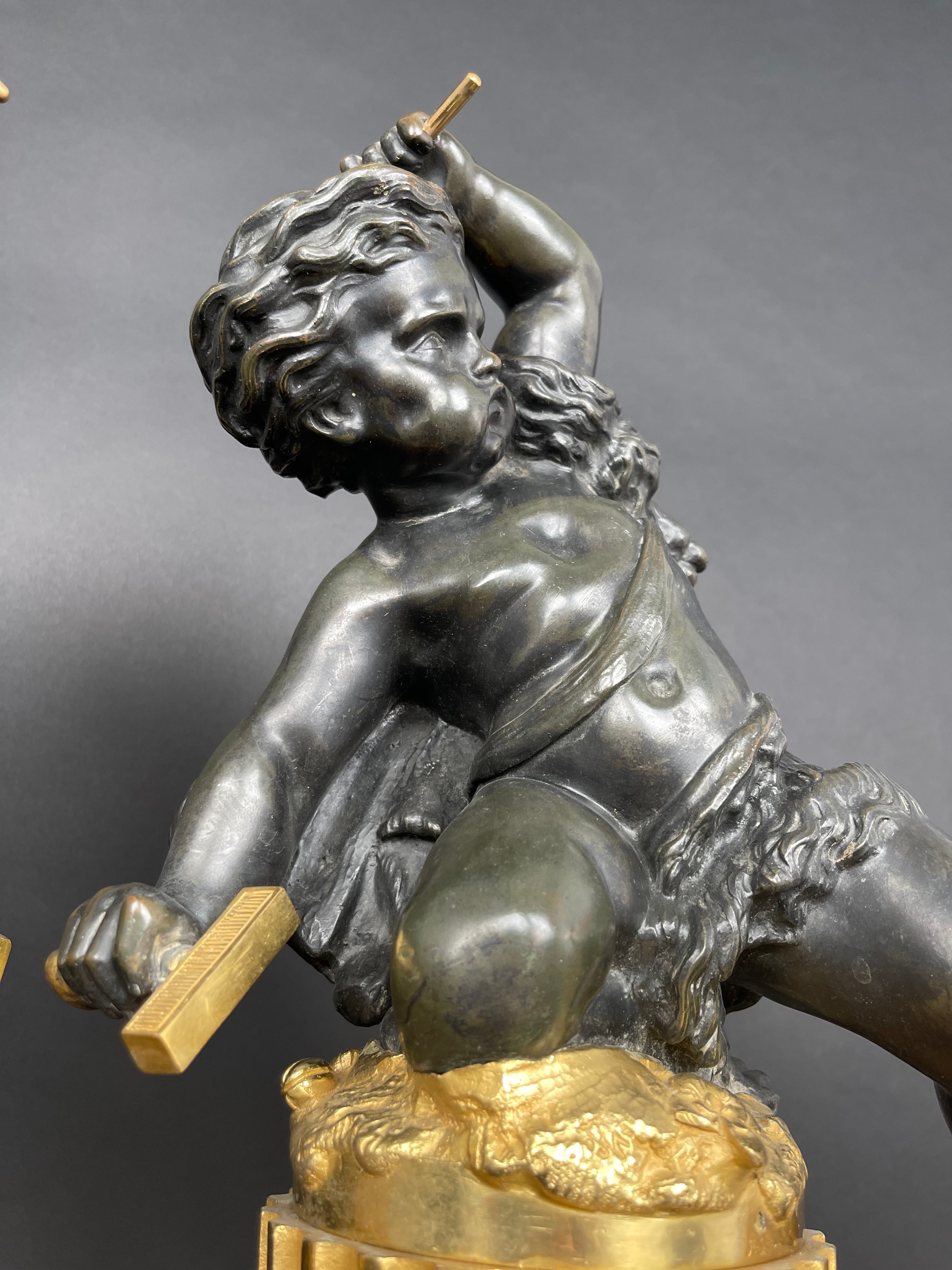 A Large Pair Of Ormolu & Patinated Bronze Chenets By Henry Dasson