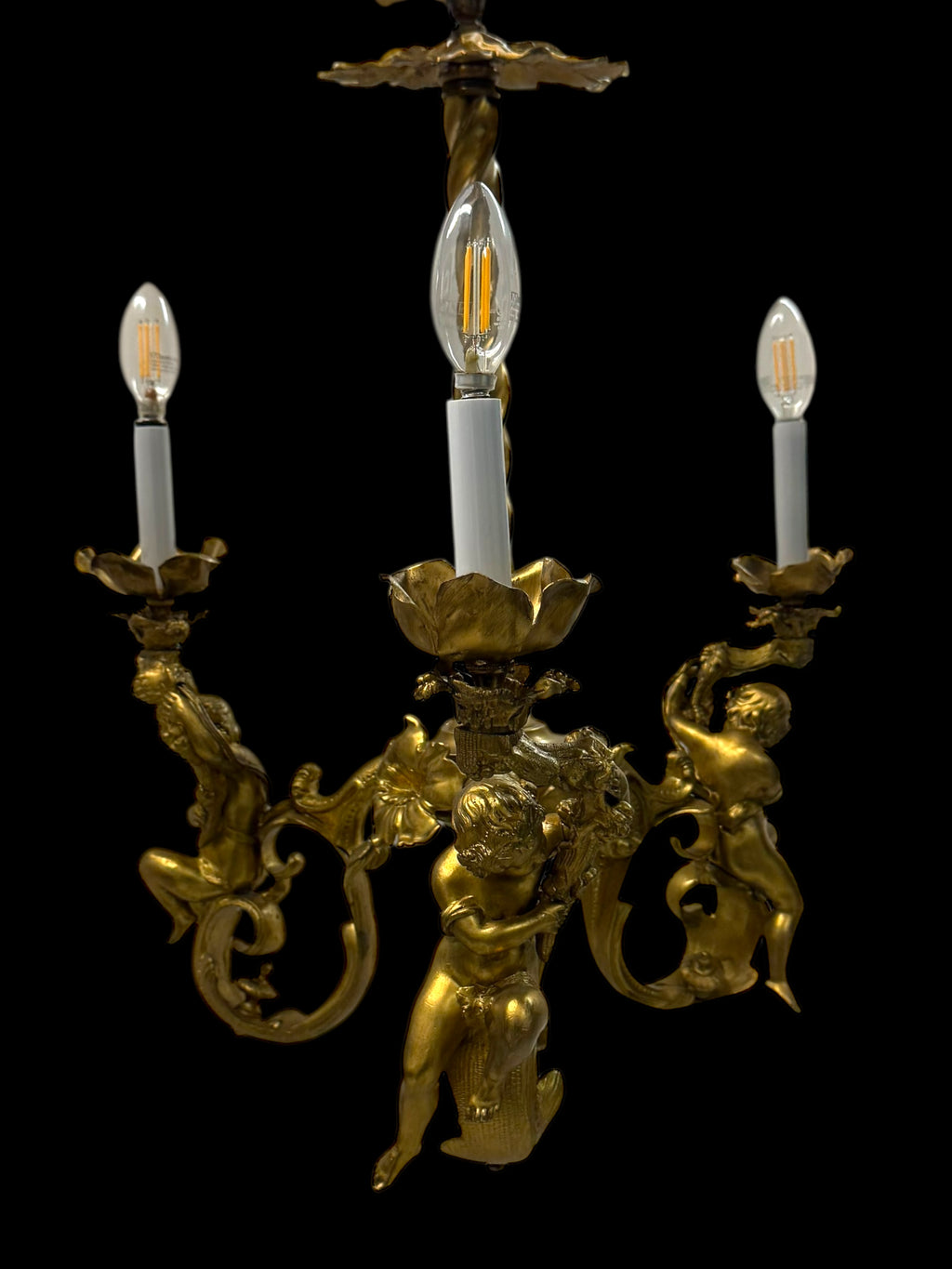 19th Century French Gilt Bronze Three-Light Chandelier By Marchand