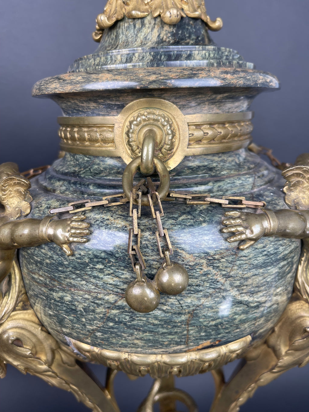 19th century French Ormolu Mounted Obsidian Urns
