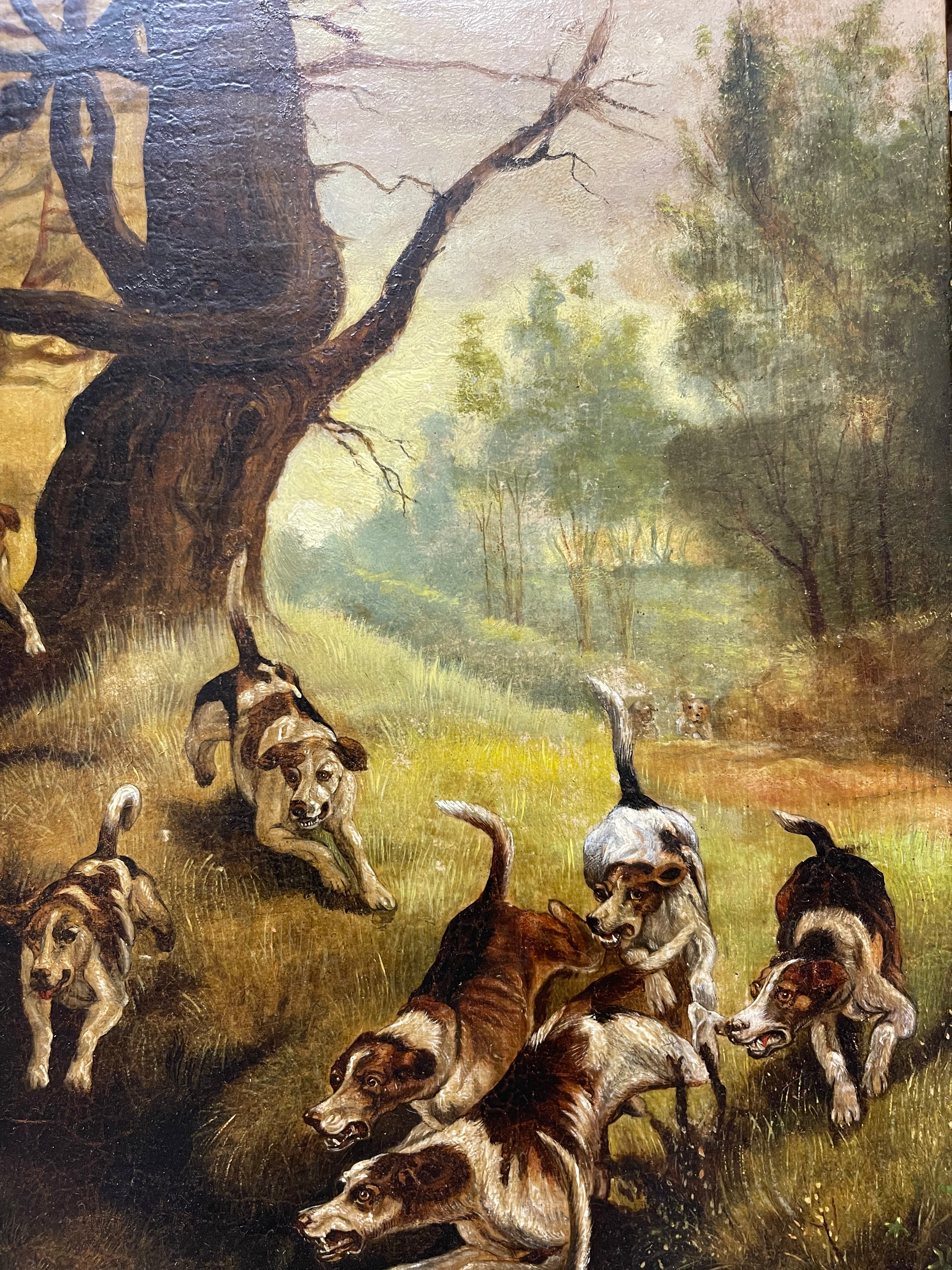 Thomas Blinks (British, 1853-1910) Hounds Chasing A Hunt. Circa 1890