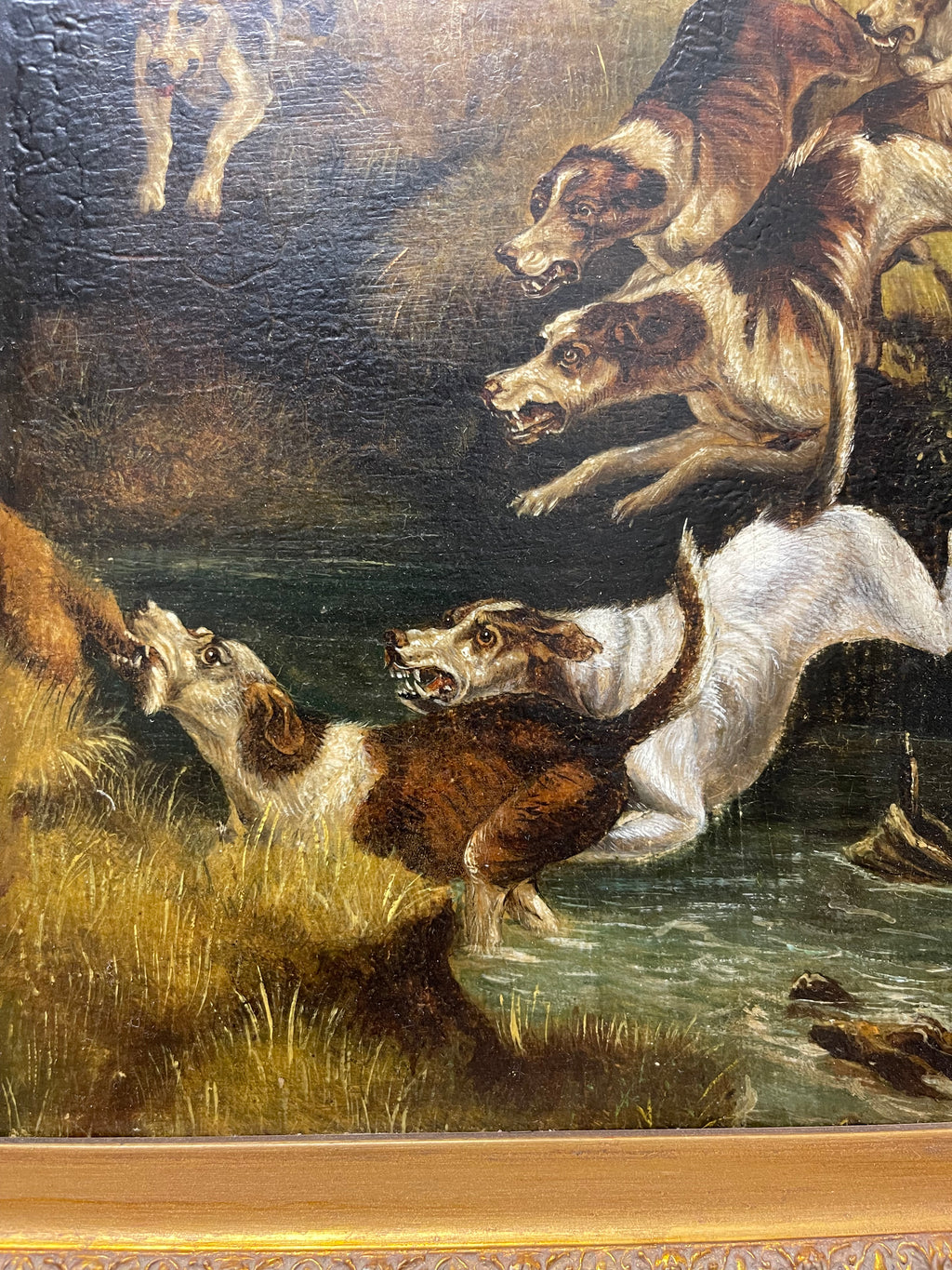 Thomas Blinks (British, 1853-1910) Hounds Chasing A Hunt. Circa 1890