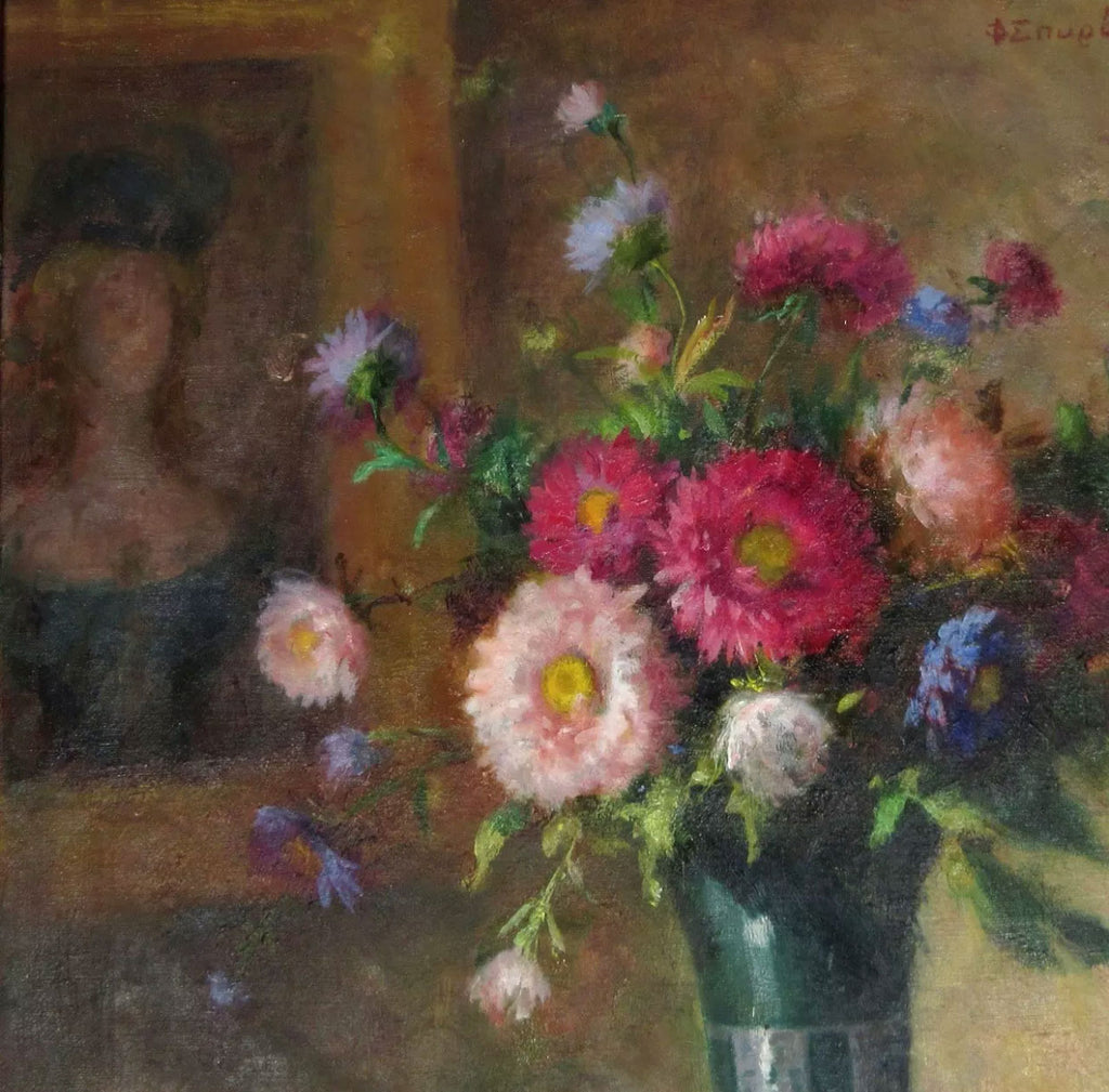 19th C. Russian Oil On Canvas Still Life Painting of Bouquet