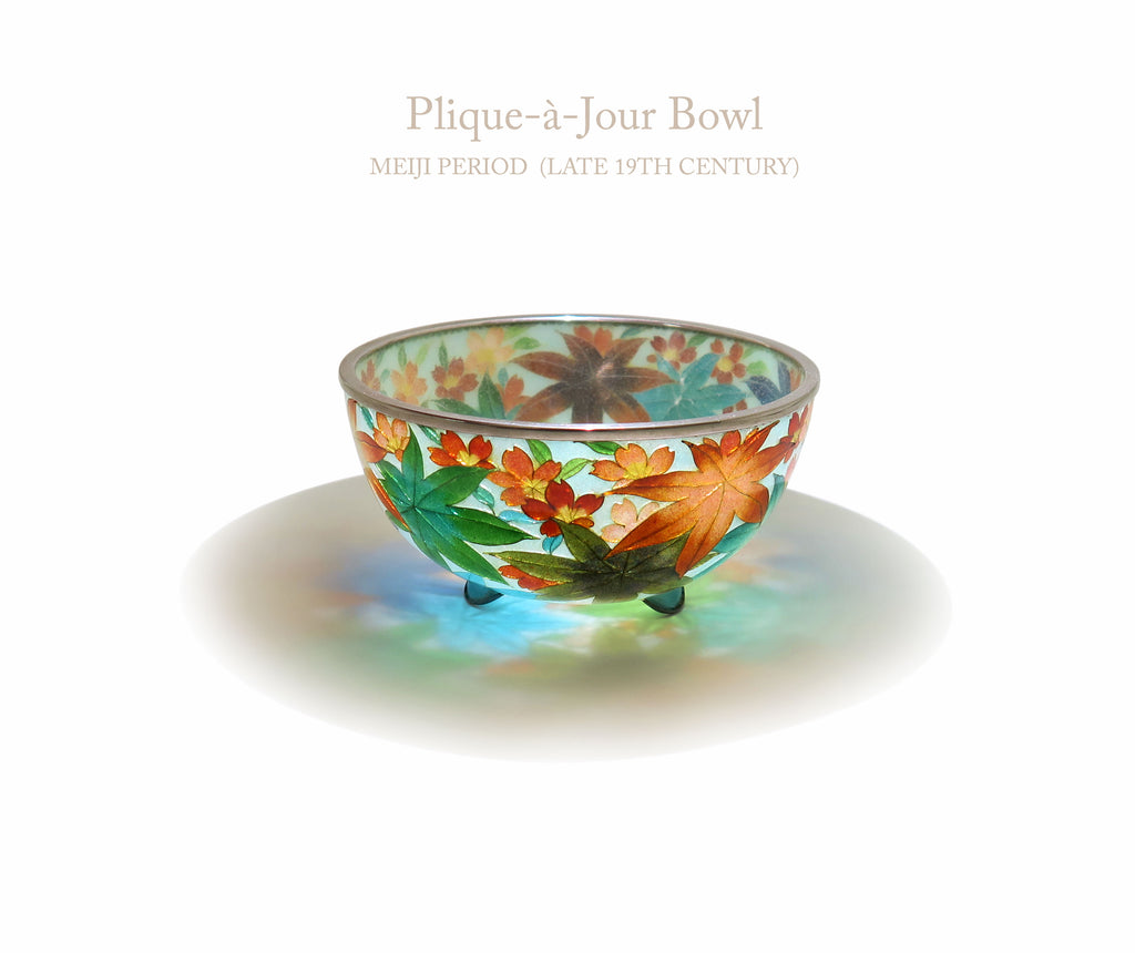 Authentic 19th C. Meiji Period Japanese Plique-A-Jour Enamel Bowl