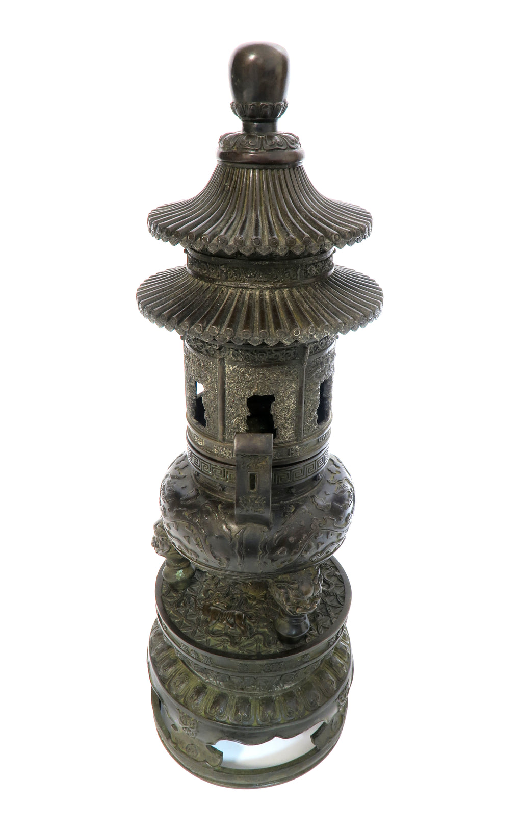 CHINESE BRONZE LIDDED CENSER, SIGNED