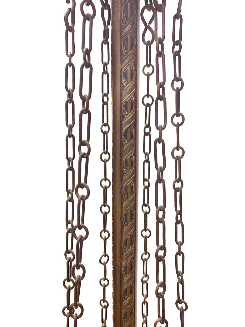 19th C. Moroccan Brass & Colored Glass Figural Chandelier