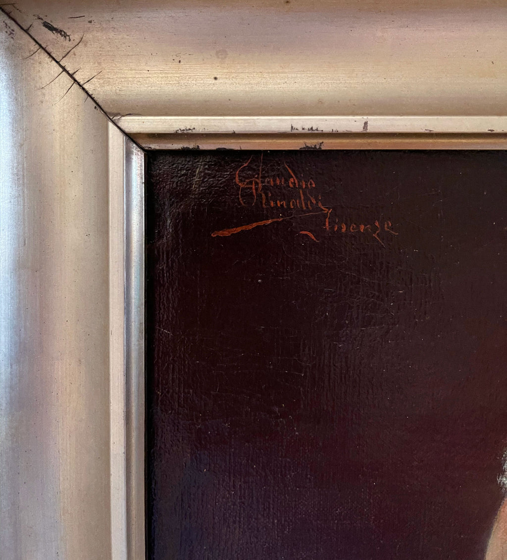 Claudio Rinaldi Italian (1852-1909) Oil on Canvas Framed Painting of a Musician