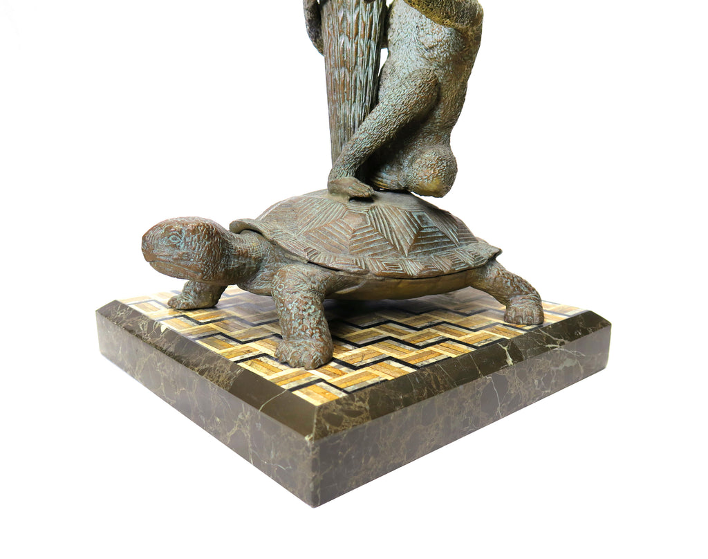 A Pair of Bronze Figural Lamp Mounted Pietra Dura