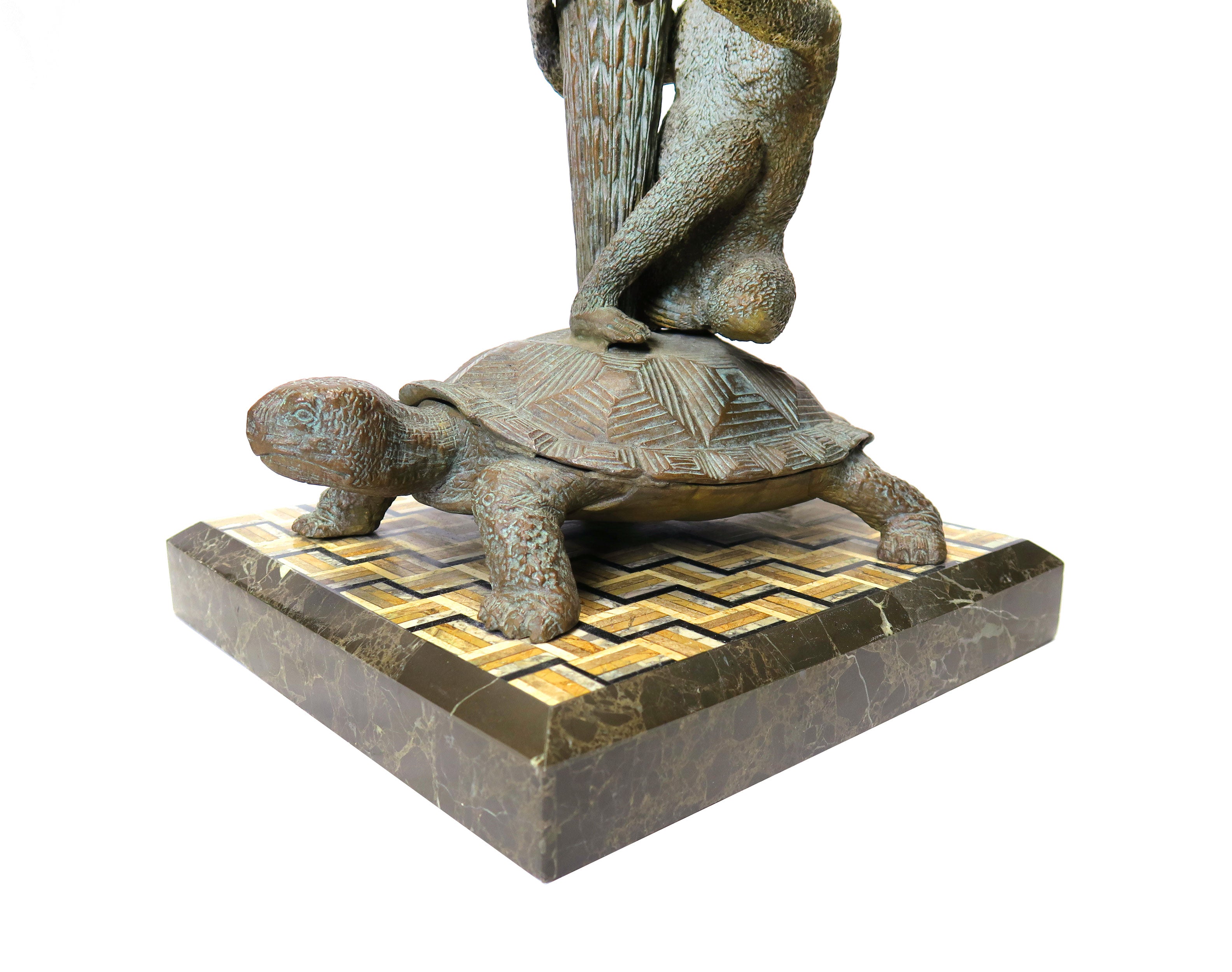 A Pair of Bronze Figural Lamp Mounted Pietra Dura