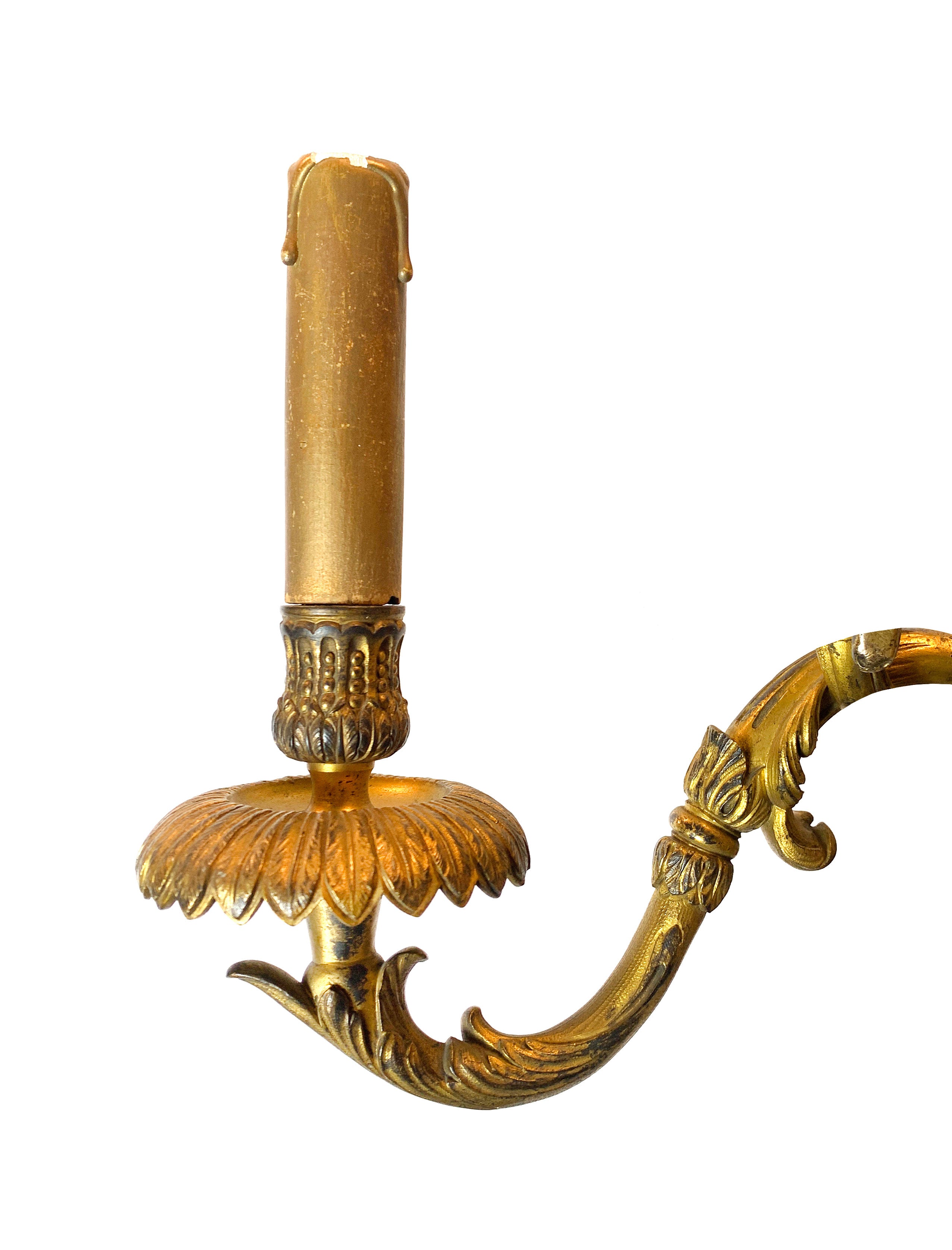 A PAIR OF LOUIS XV STYLE BRONZE TWO-BRANCH WALL-LIGHTS