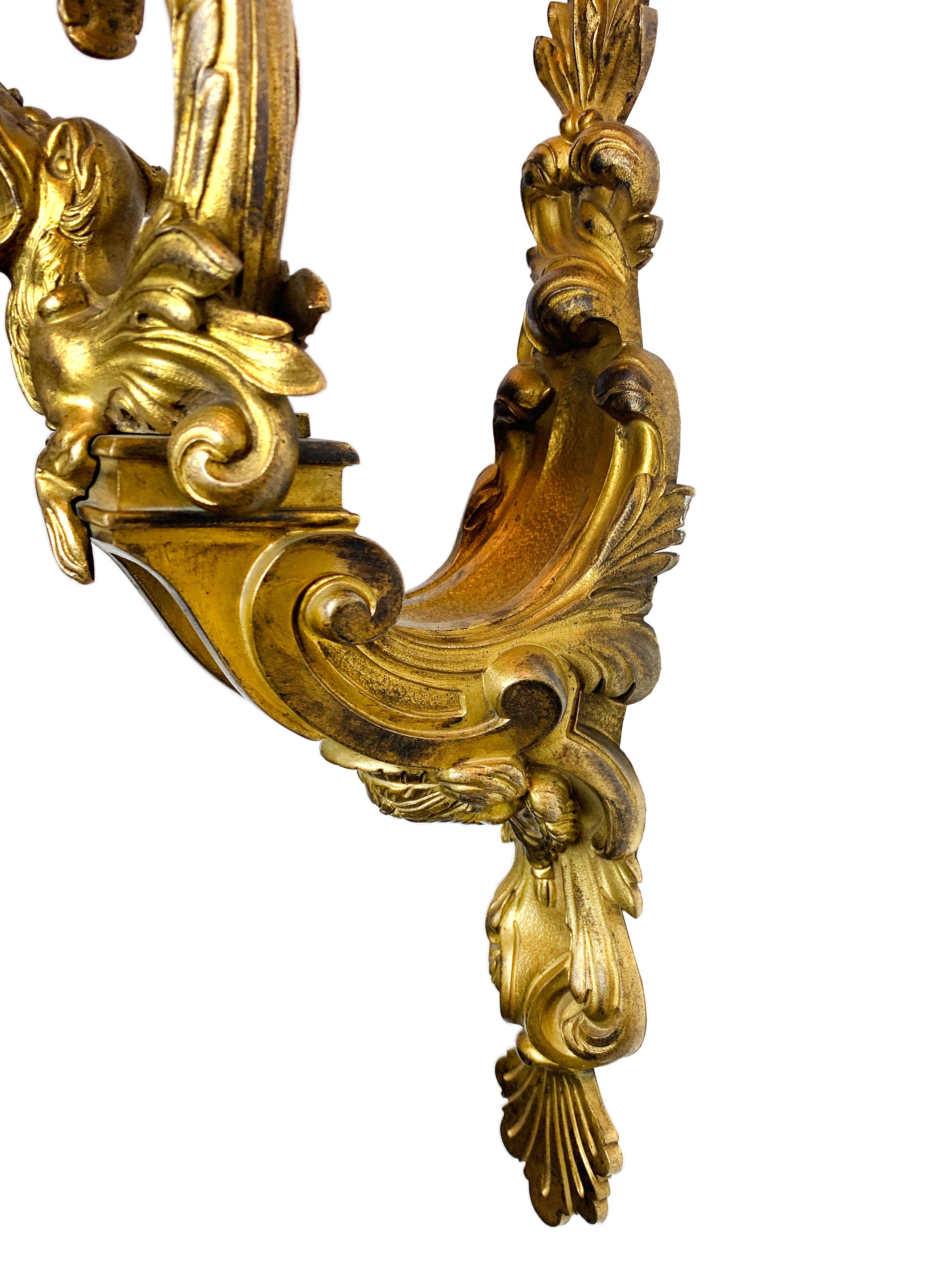 A PAIR OF LOUIS XV STYLE BRONZE TWO-BRANCH WALL-LIGHTS