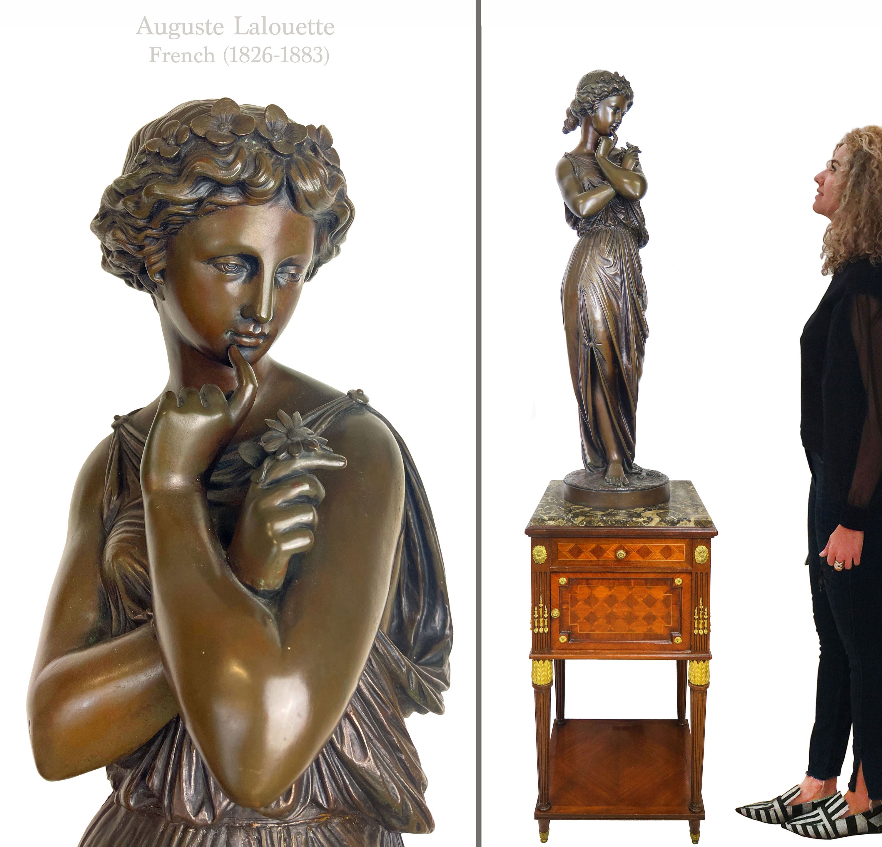 A French Bronze Figure Of A Maiden By Lalouette