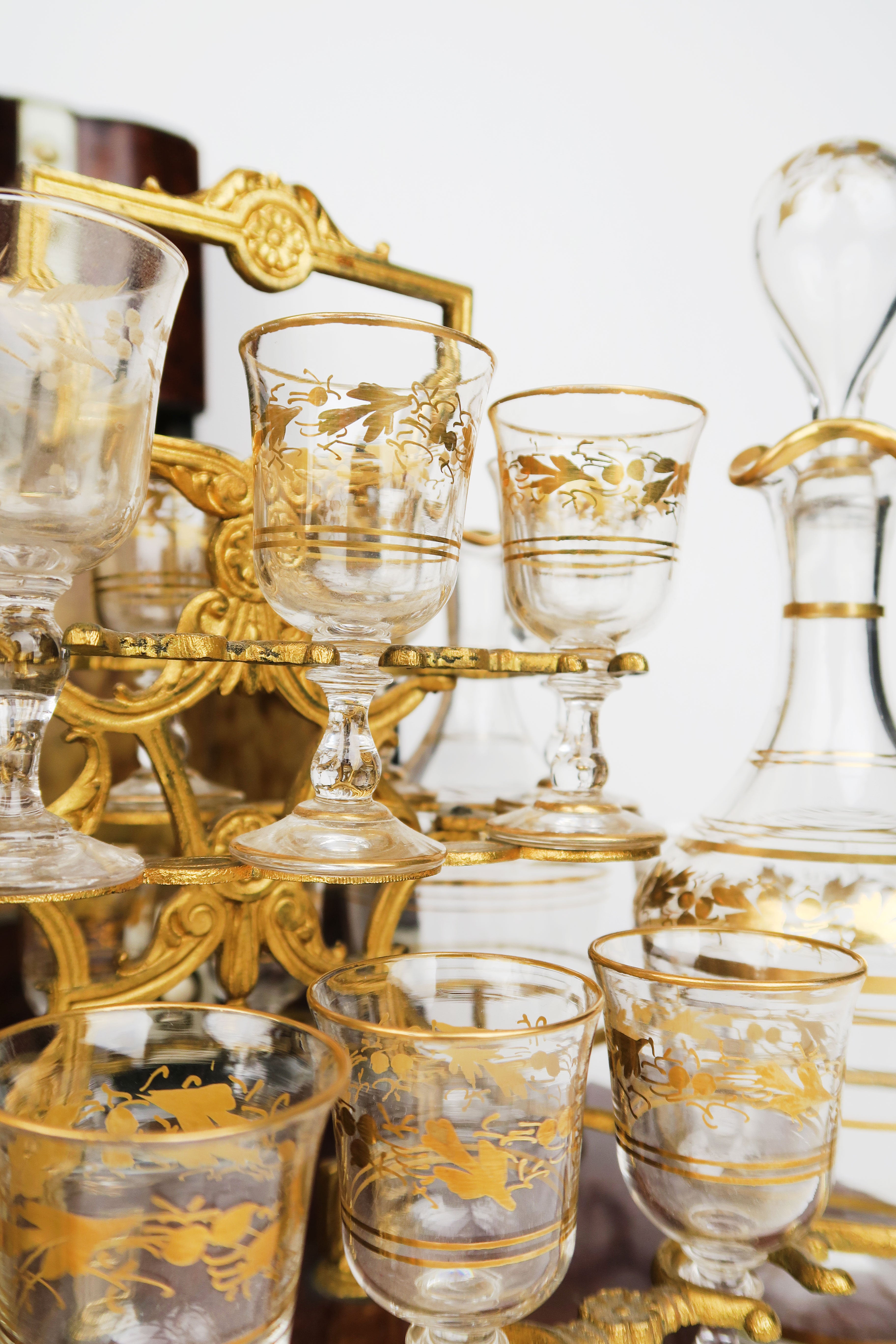 19th Century French Ormolu Mounted Burr Ash Tantalus