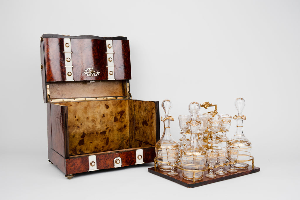 19th Century French Ormolu Mounted Burr Ash Tantalus