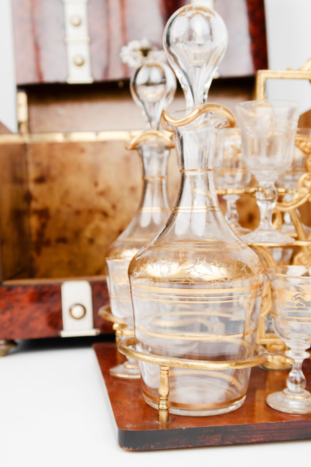 19th Century French Ormolu Mounted Burr Ash Tantalus