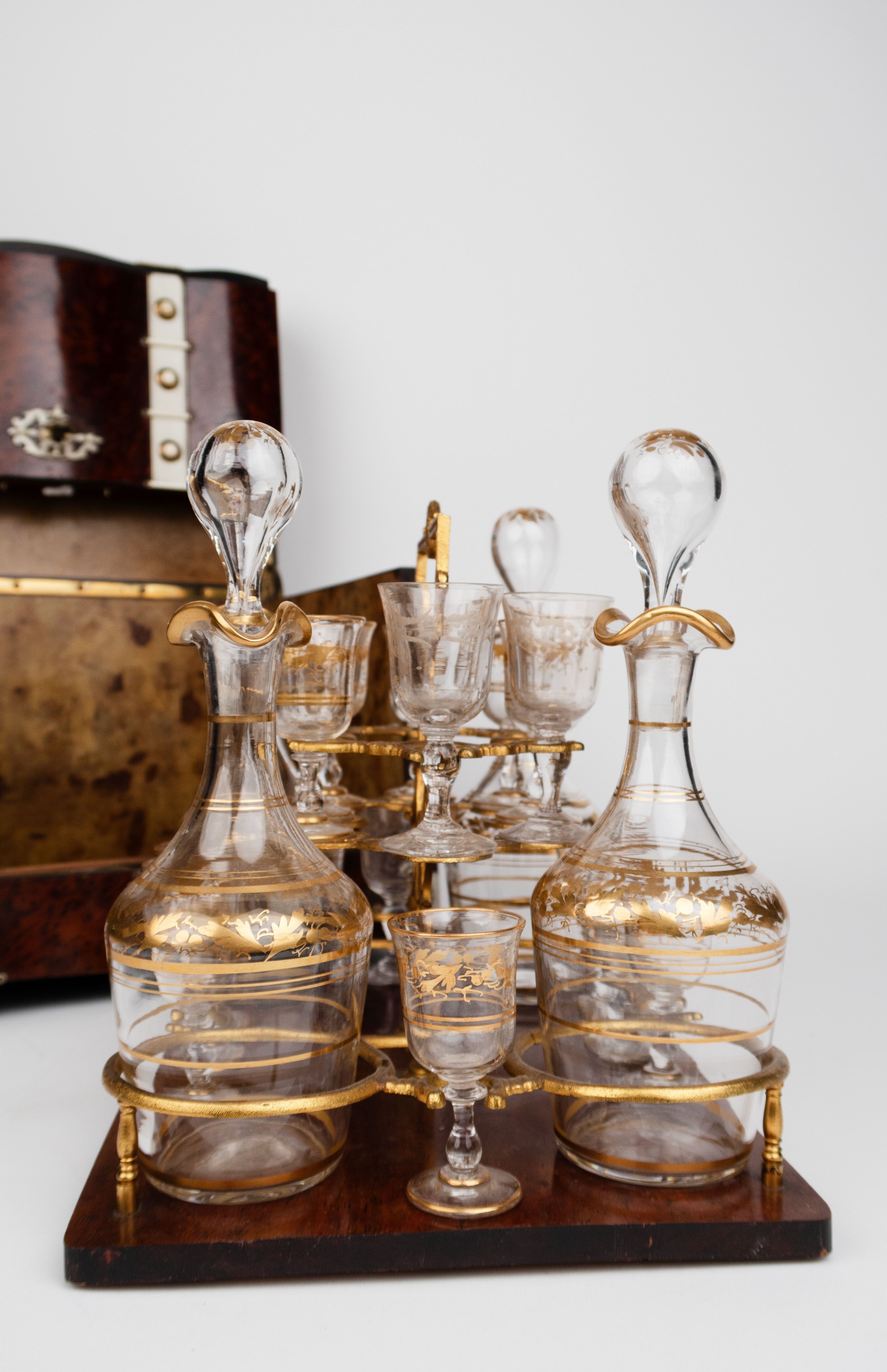 19th Century French Ormolu Mounted Burr Ash Tantalus