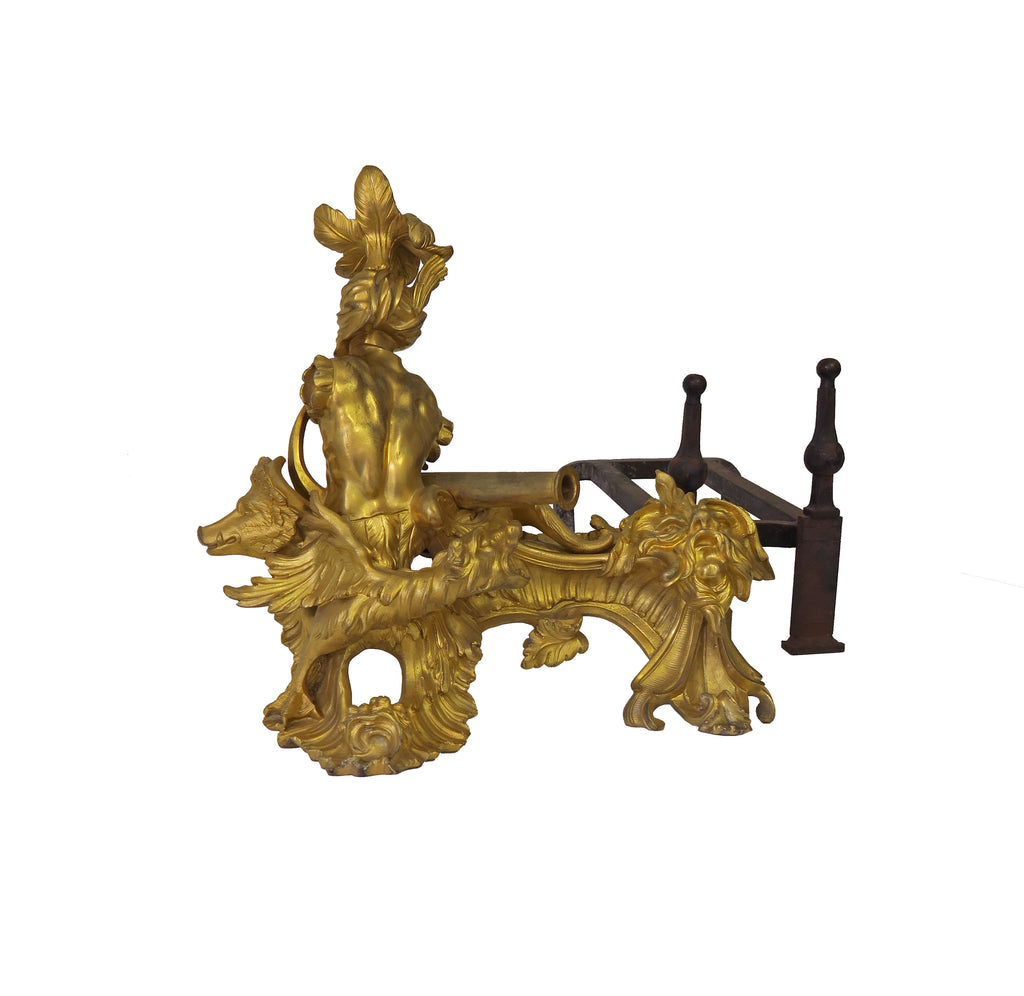 AN IMPORTANT PAIR OF FRENCH LOUIS XV ORMOLU CHENETS
