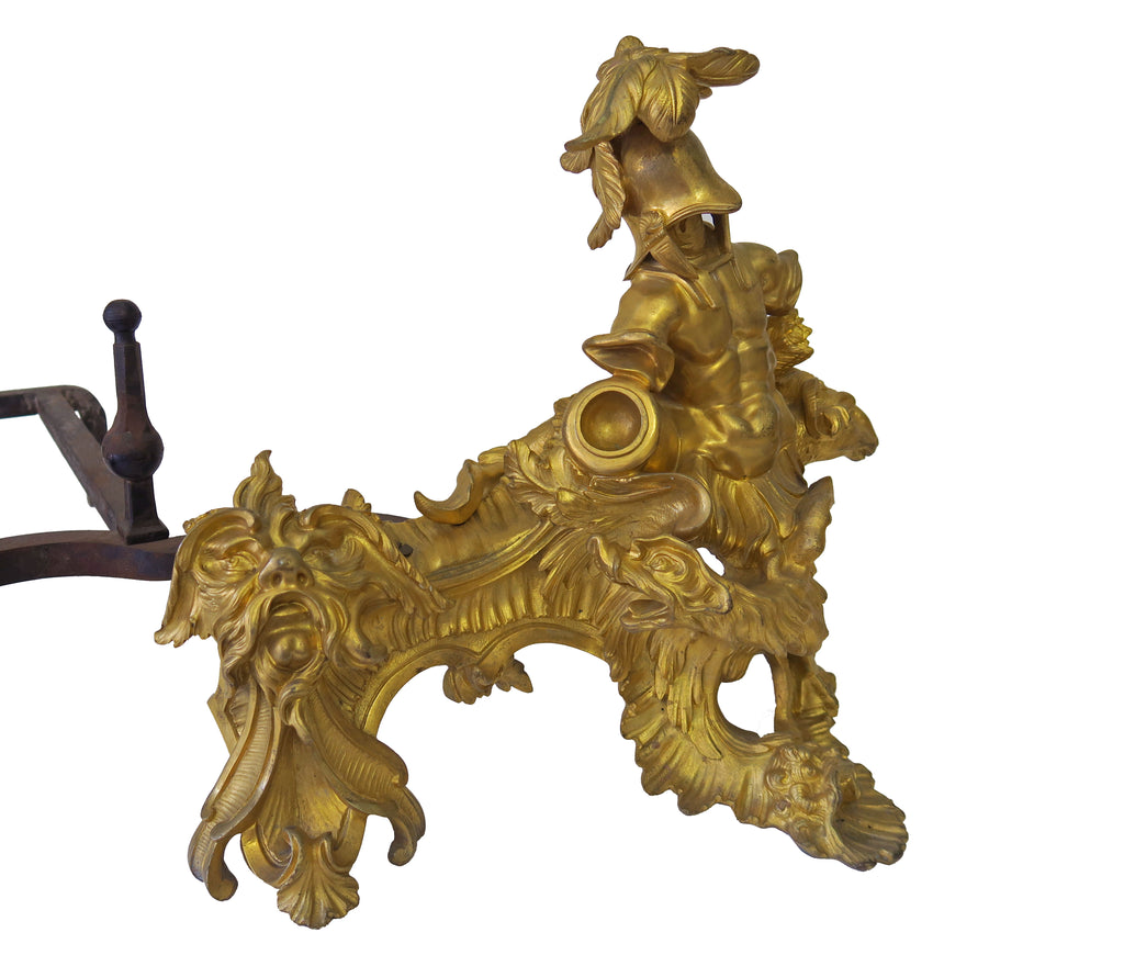 AN IMPORTANT PAIR OF FRENCH LOUIS XV ORMOLU CHENETS