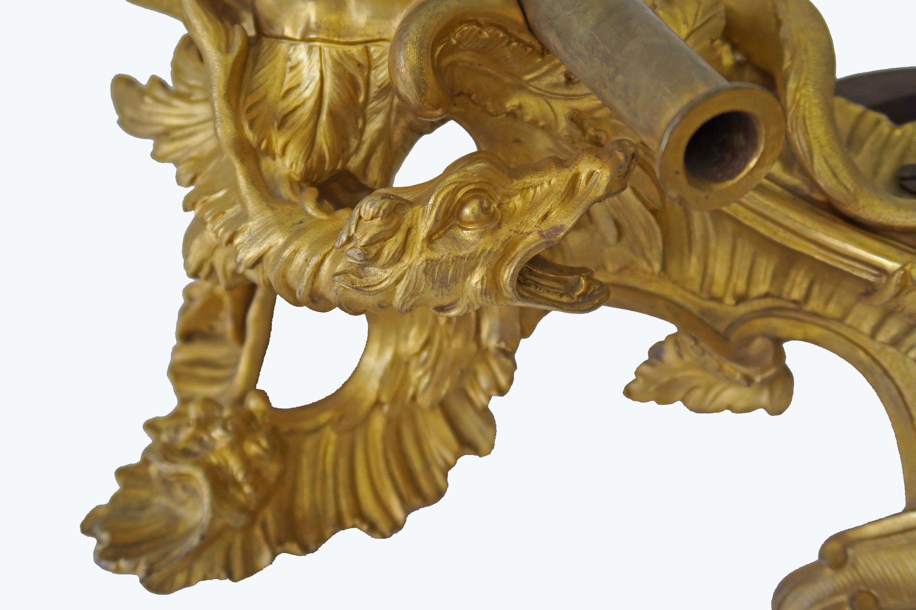 AN IMPORTANT PAIR OF FRENCH LOUIS XV ORMOLU CHENETS