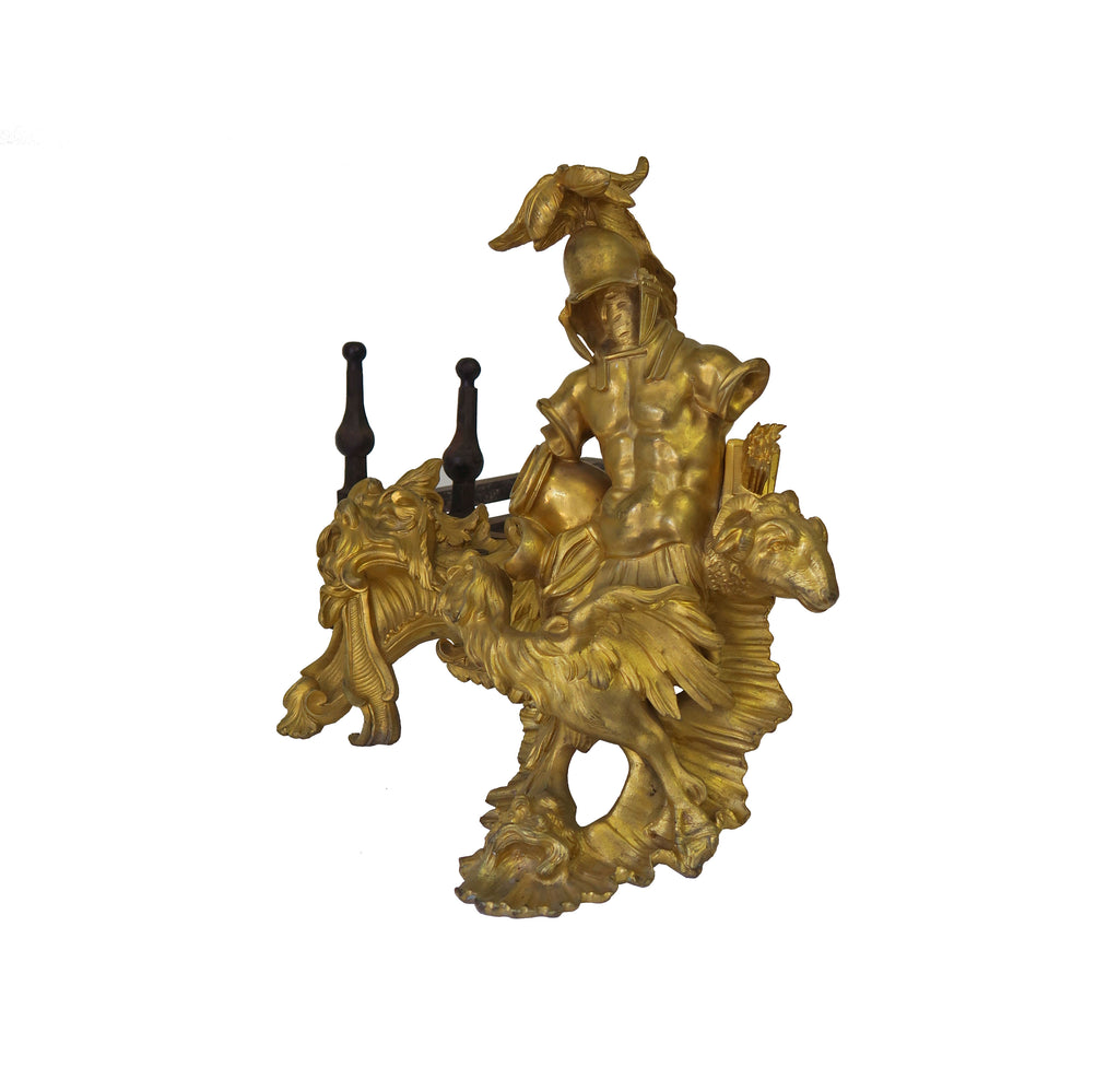 AN IMPORTANT PAIR OF FRENCH LOUIS XV ORMOLU CHENETS