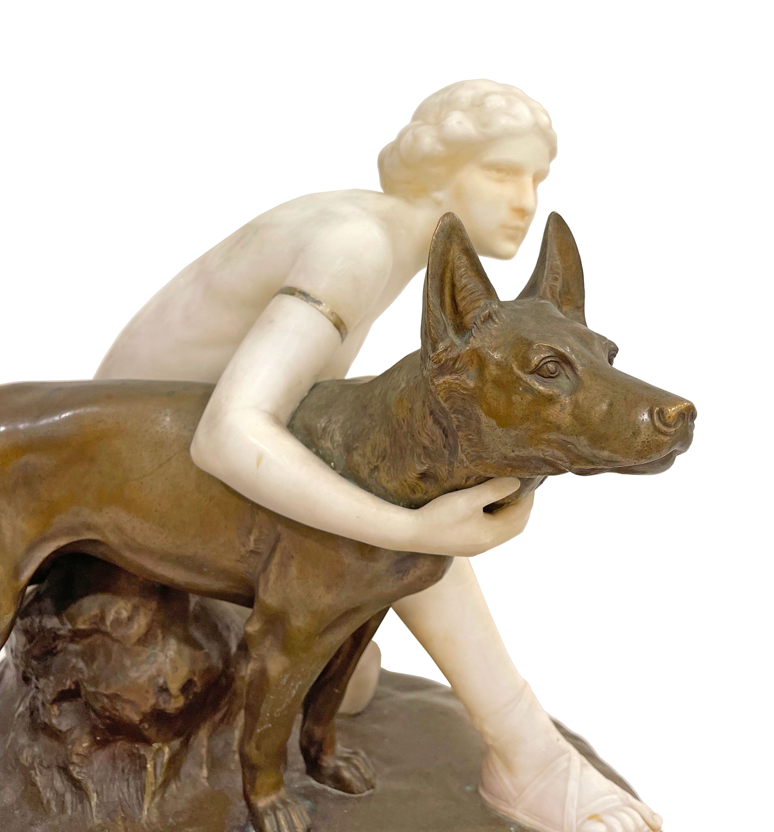 Reinhard Schnauder Signed Bronze & Marble Figurine Group