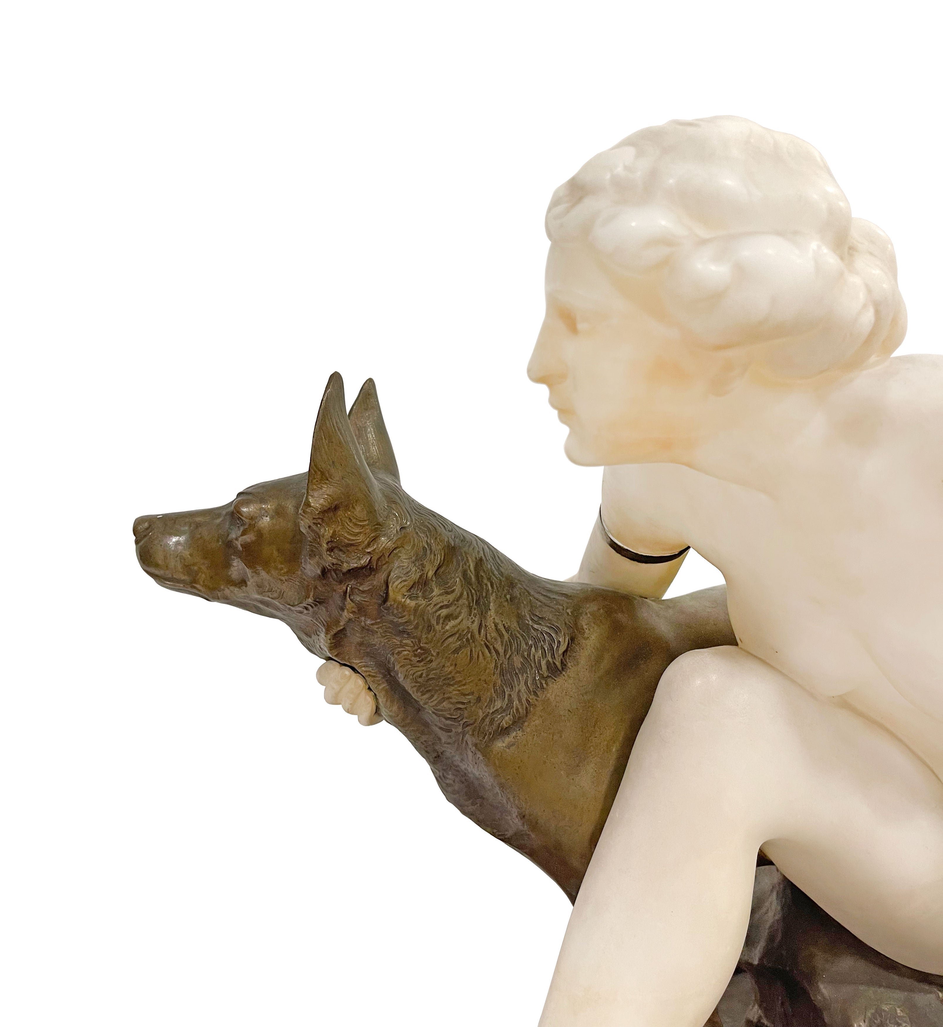 Reinhard Schnauder Signed Bronze & Marble Figurine Group