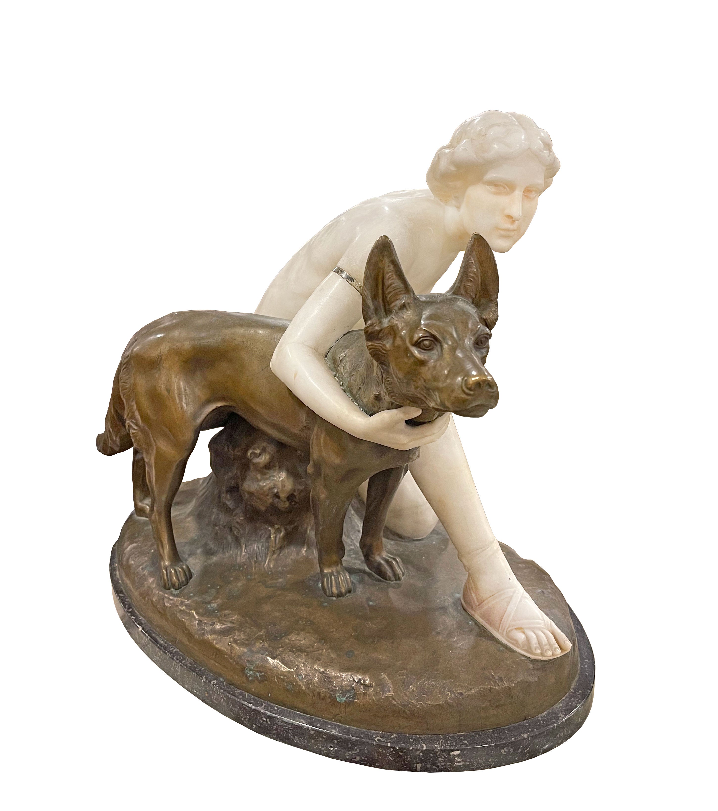 Reinhard Schnauder Signed Bronze & Marble Figurine Group