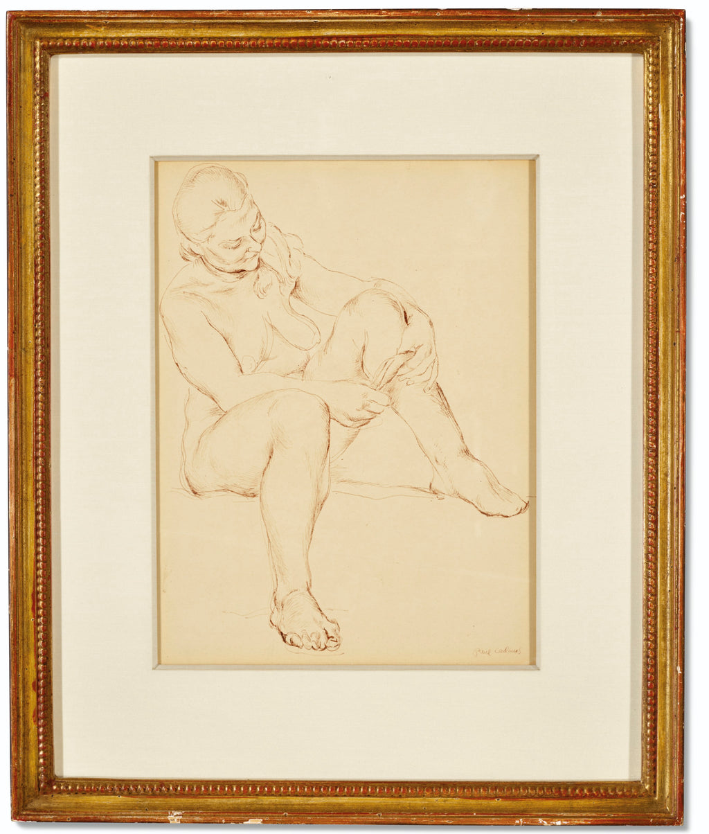 Female Nude Sketching, A PAUL CADMUS Ink On Paper