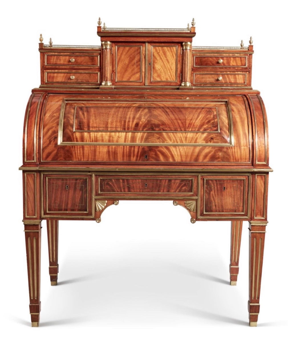 Russian Neoclassical Brass Mounted Mahogany Cylinder Desk