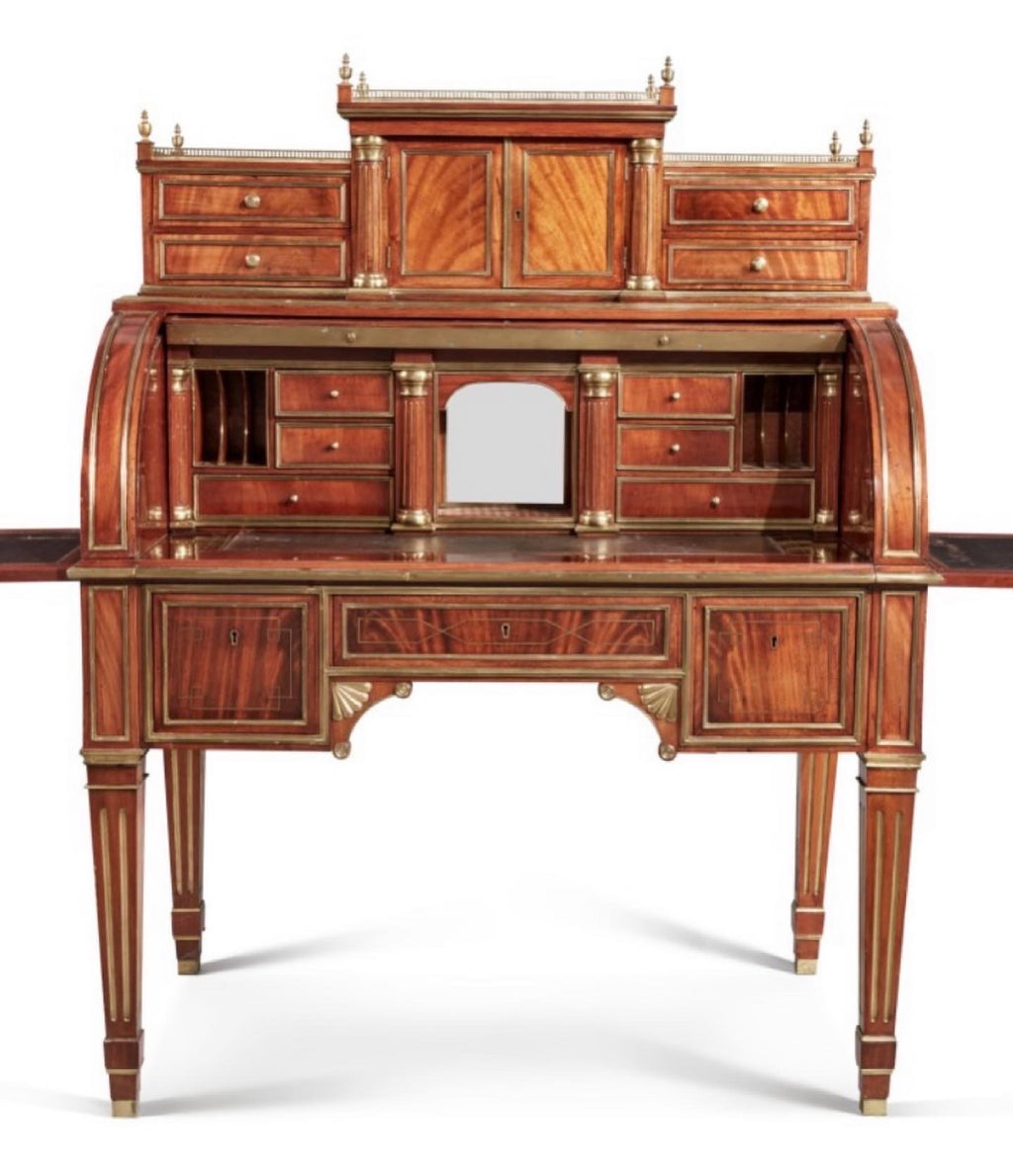 Russian Neoclassical Brass Mounted Mahogany Cylinder Desk