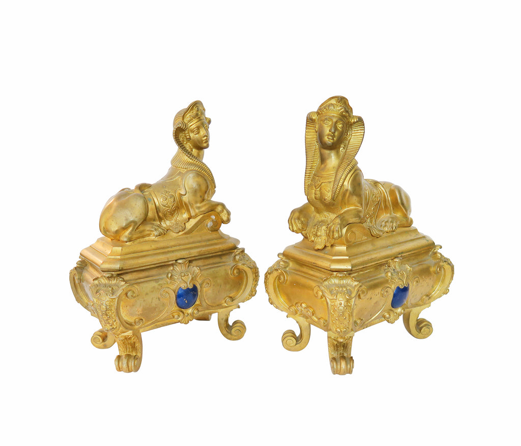 A Pair of Frederic Eugene Piat Gilt Bronze Chenets