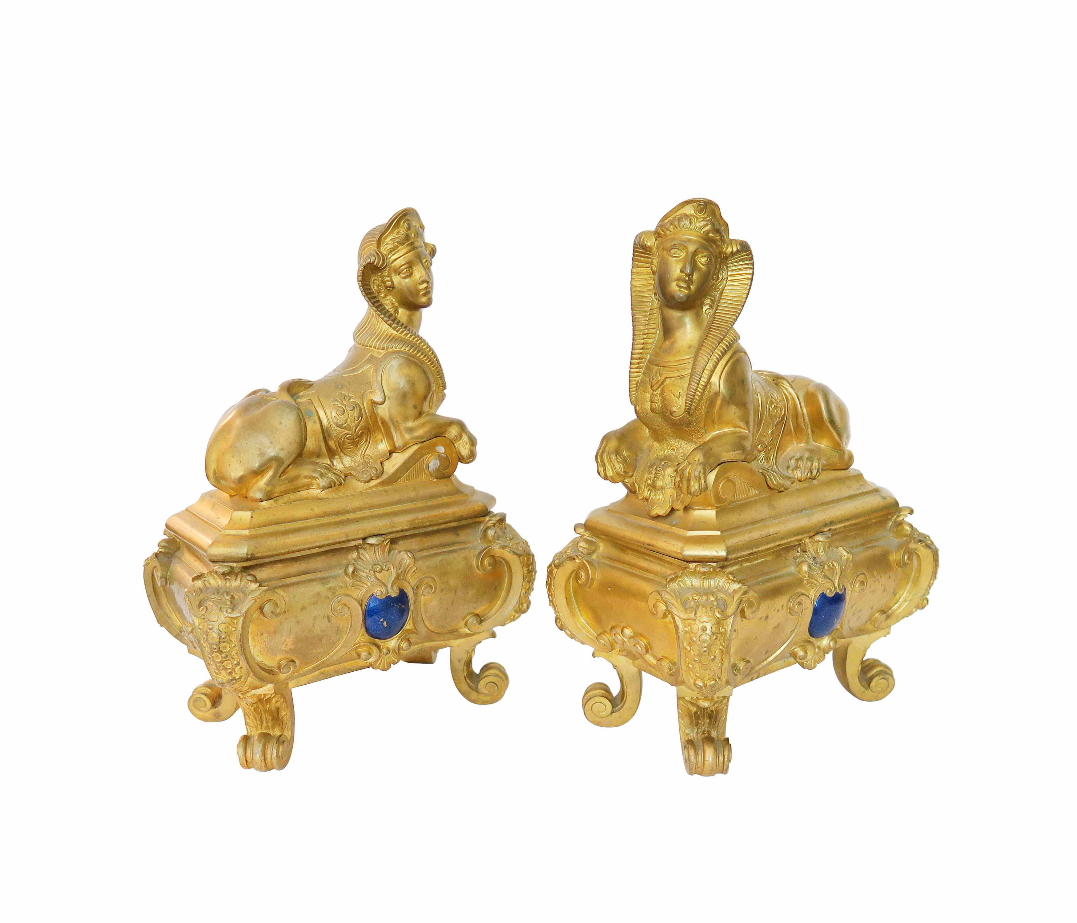 A Pair of Frederic Eugene Piat Gilt Bronze Chenets
