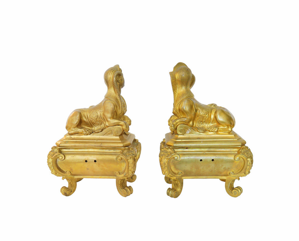 A Pair of Frederic Eugene Piat Gilt Bronze Chenets