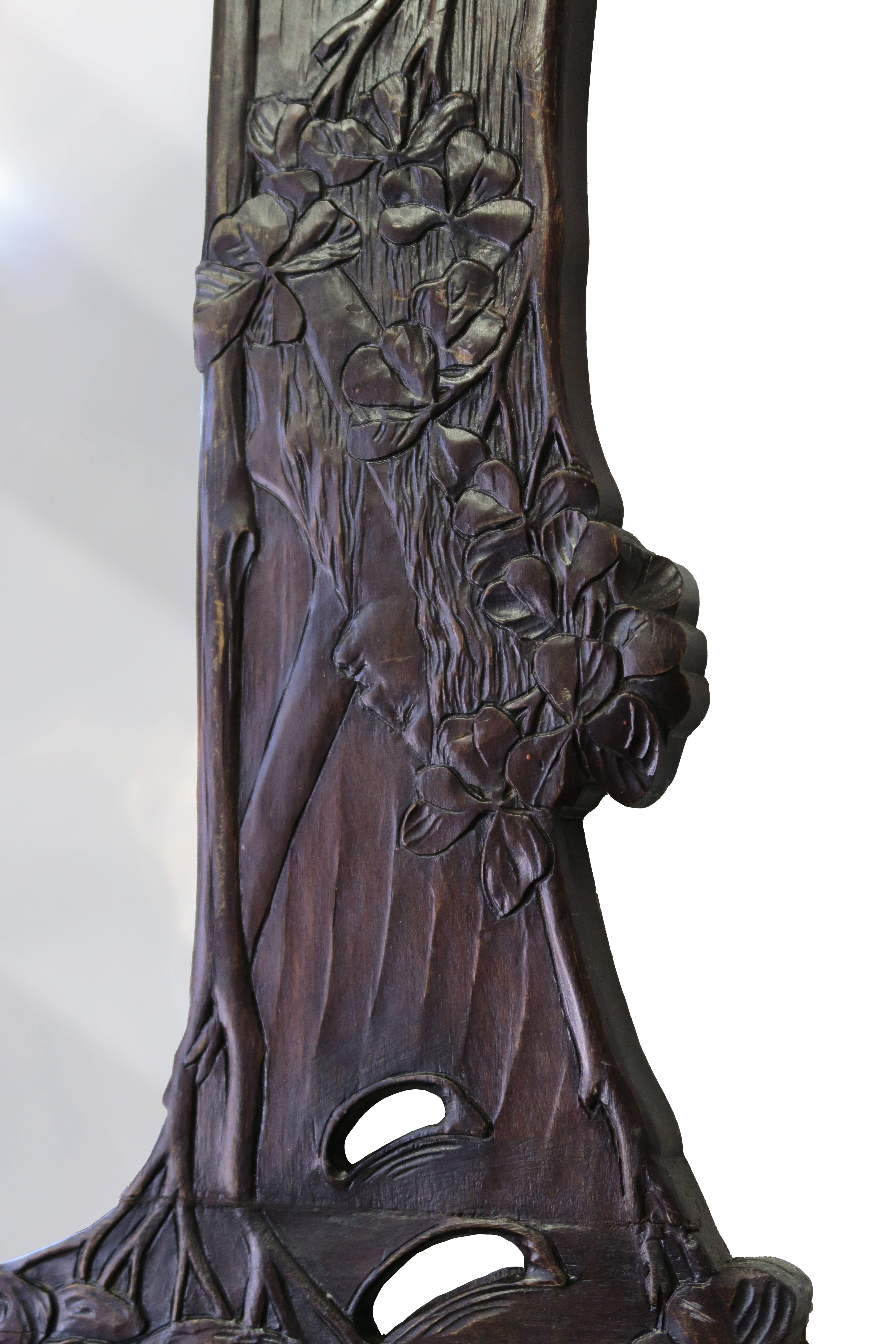 A Pair of Art Nouveau Hand Carved Walnut Mirrors