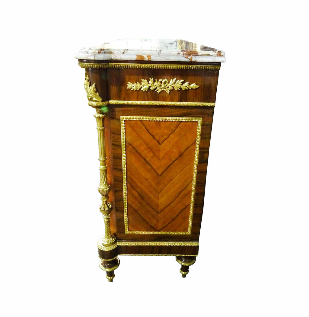 Ormolu Mahogany & Marquetry Commode After Martin Carlin