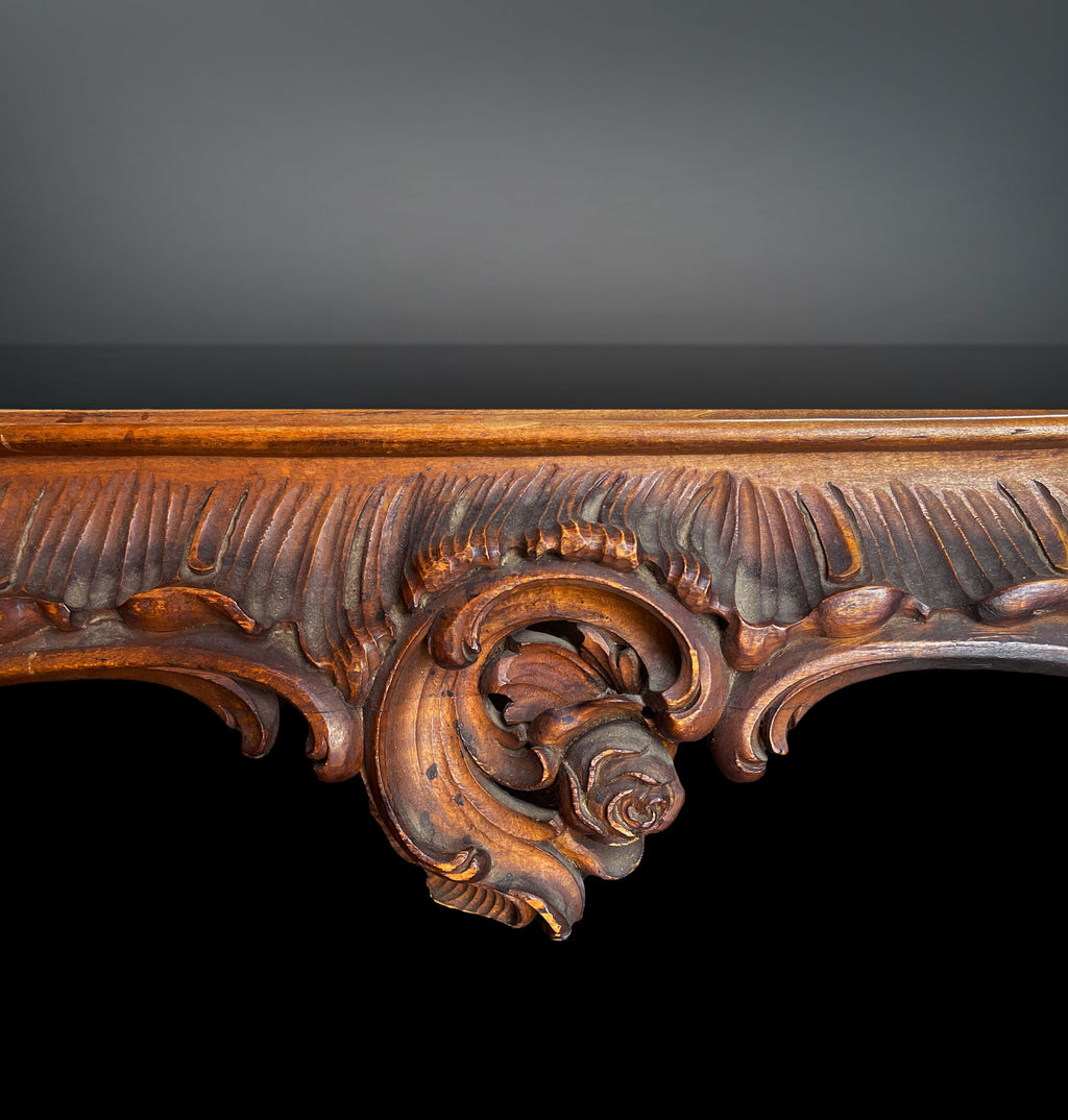 19th C. Italian Rococo Carved Wood Beveled Mirror