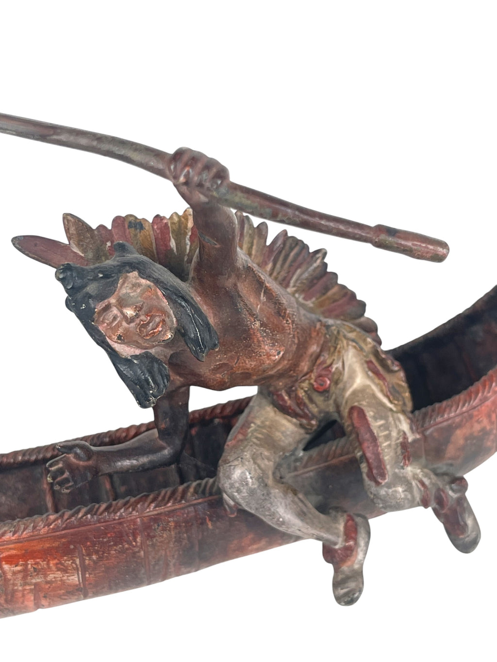 Patented Bronze Sculpture of a Native American on a Canoe by Carl Kauba