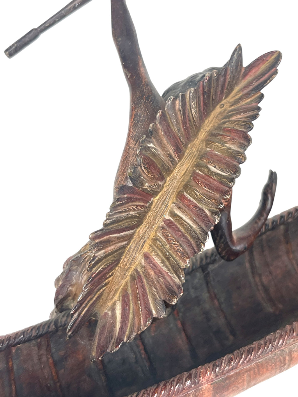 Patented Bronze Sculpture of a Native American on a Canoe by Carl Kauba