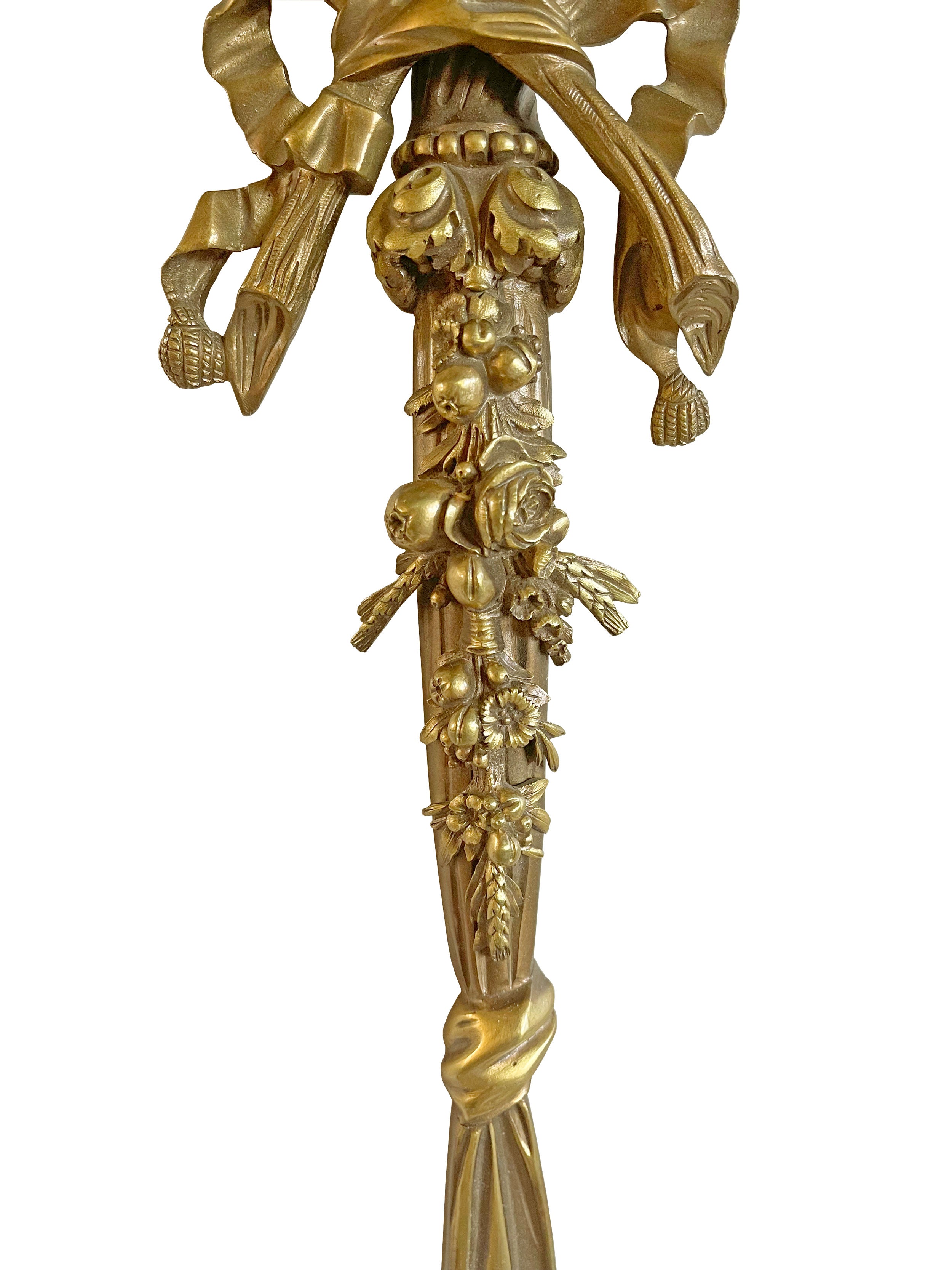 19th C. Pair of French Ormolu Four Branch Wall Lights After Beurdeley Attrb. Hen