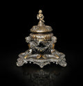 An Elaborated Renaissance Style Patinated Bronze Inkwell by e.f. Caldwell & Co.
