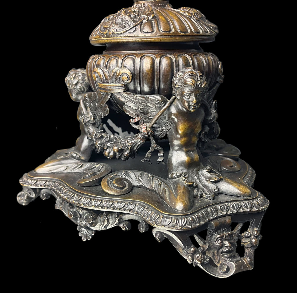 An Elaborated Renaissance Style Patinated Bronze Inkwell by e.f. Caldwell & Co.