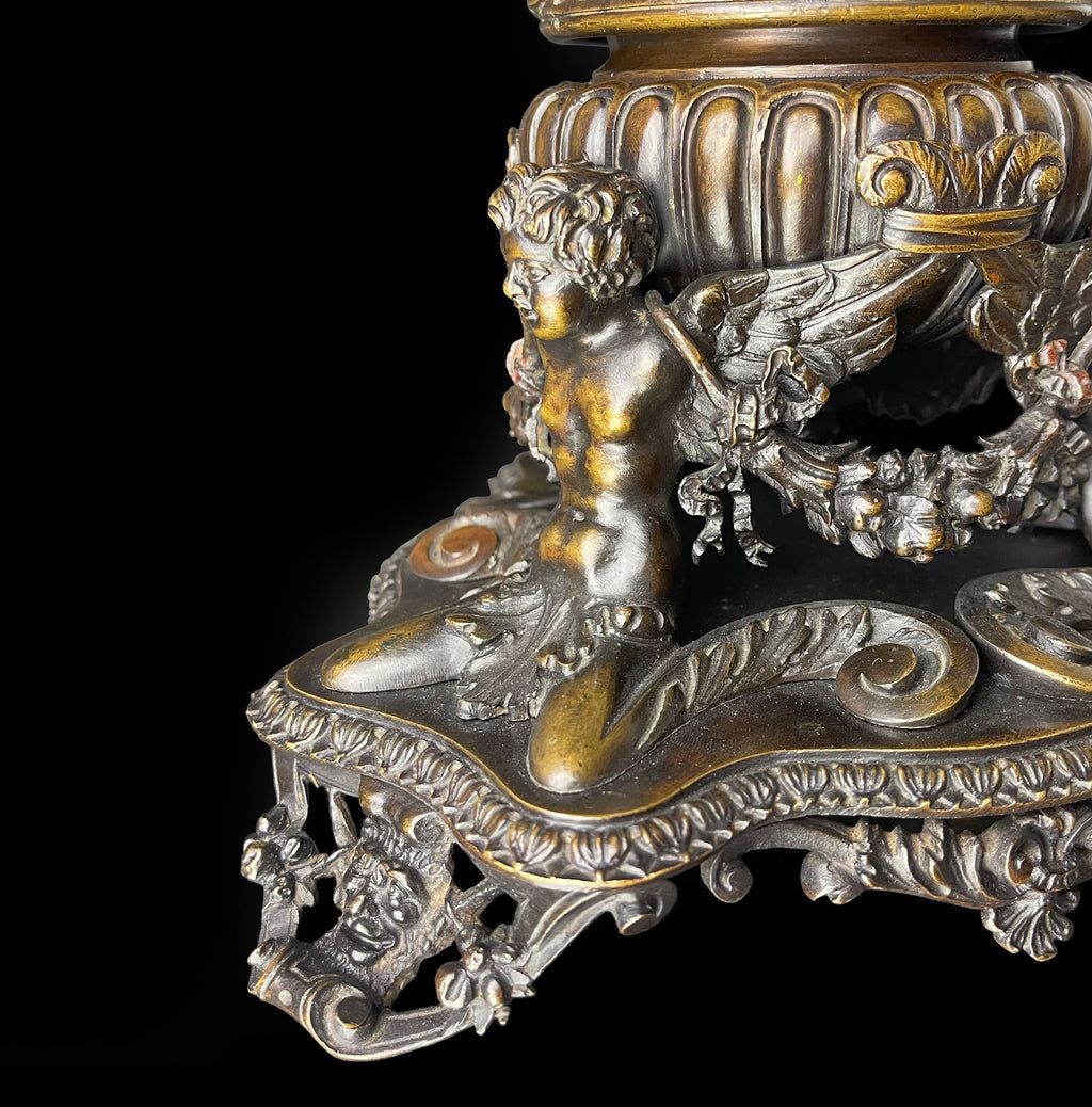 An Elaborated Renaissance Style Patinated Bronze Inkwell by e.f. Caldwell & Co.