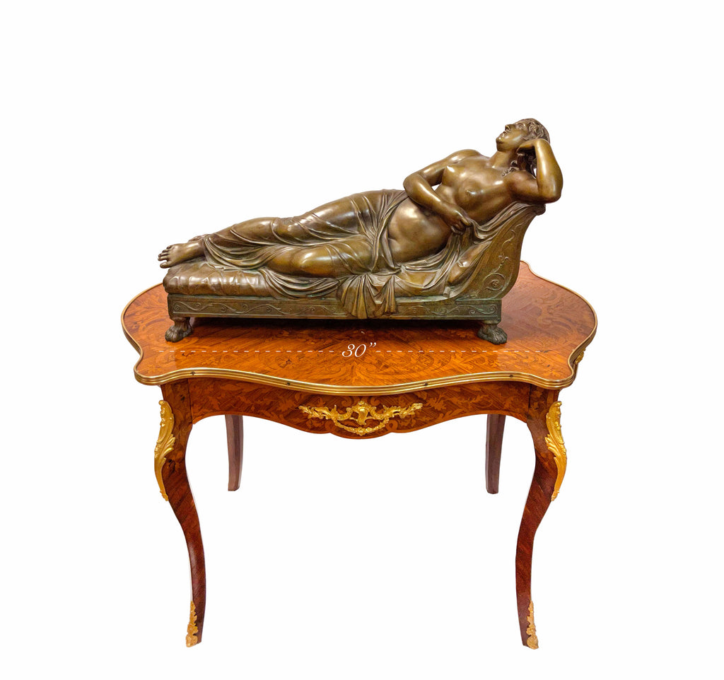 A Very Large Size 19th C. French Patinated Bronze Figure Of A Reclining Nude
