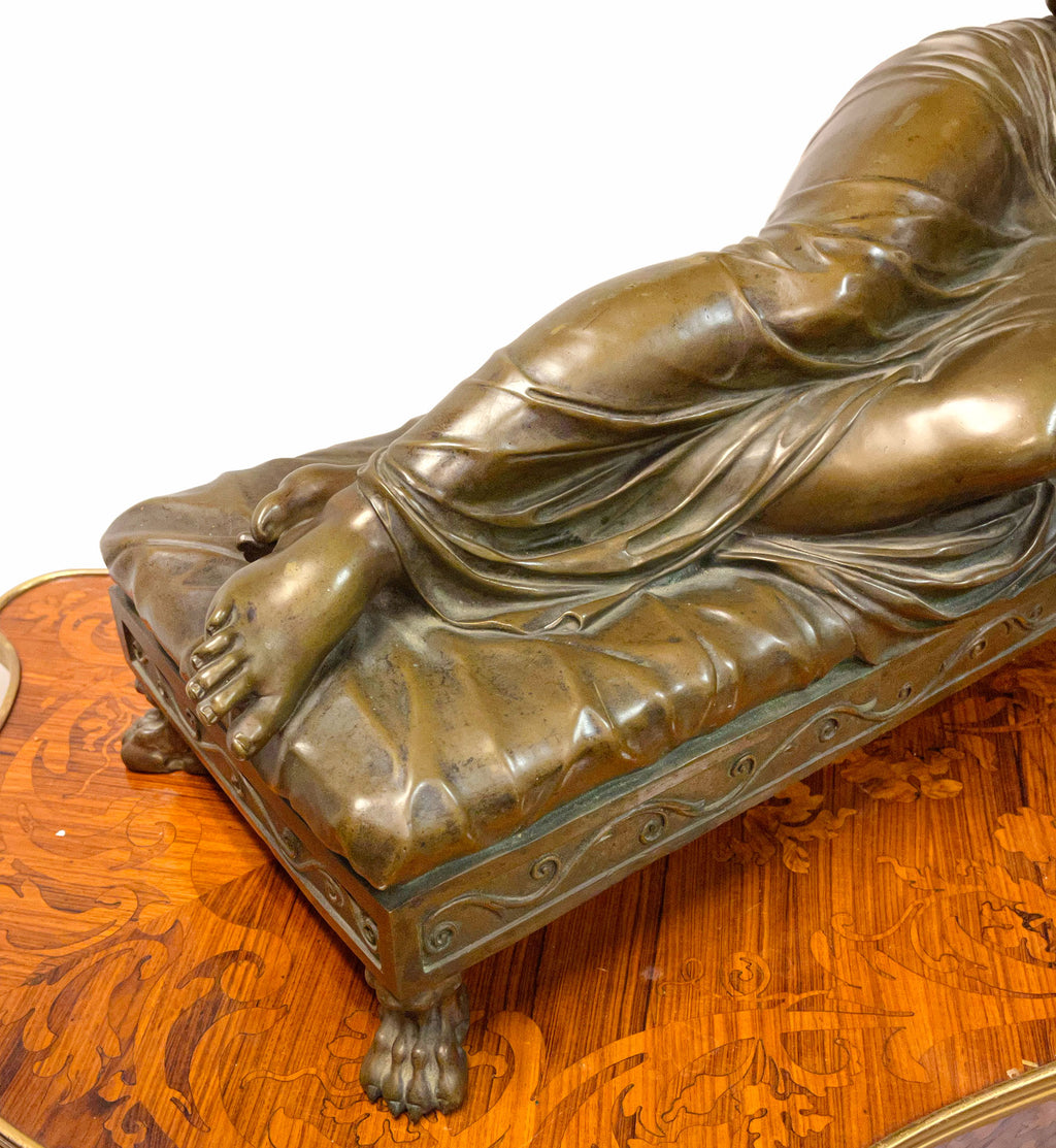 A Very Large Size 19th C. French Patinated Bronze Figure Of A Reclining Nude