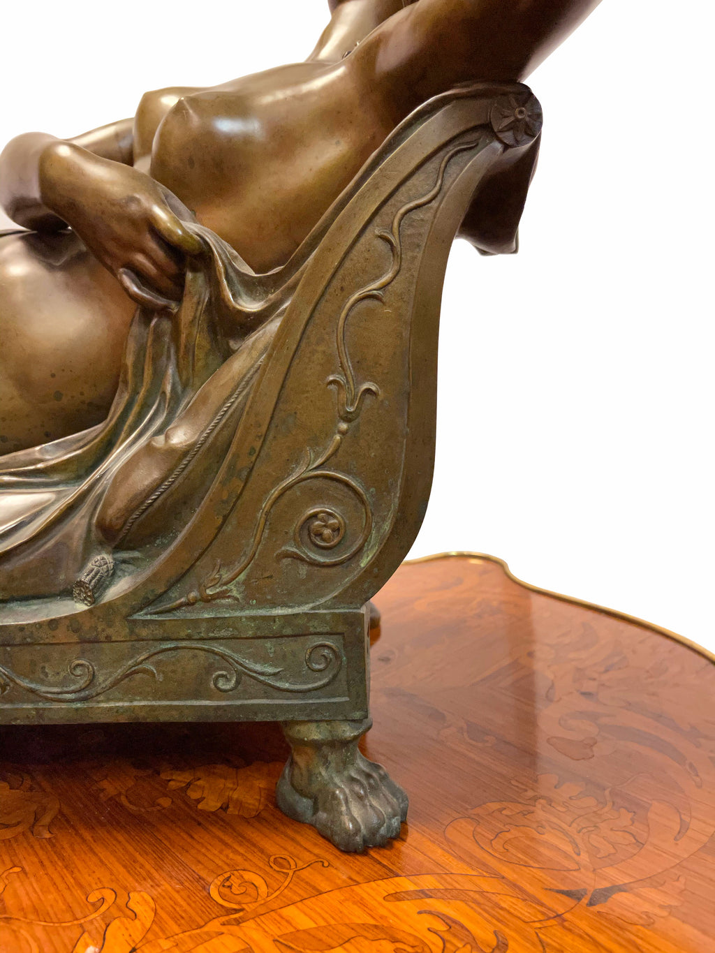 A Very Large Size 19th C. French Patinated Bronze Figure Of A Reclining Nude